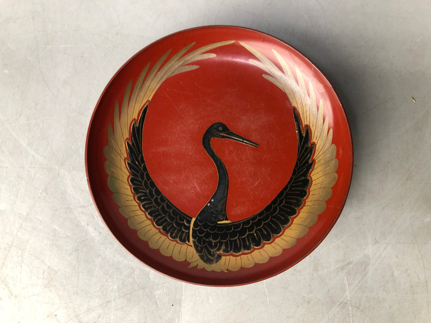 Y8214 CHAWAN Crane Makie sake cup set of 3 Japan antique tableware kitchen