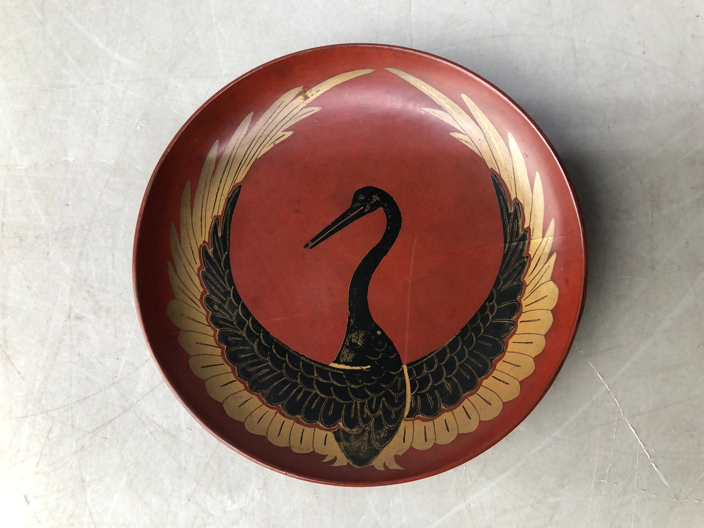 Y8214 CHAWAN Crane Makie sake cup set of 3 Japan antique tableware kitchen
