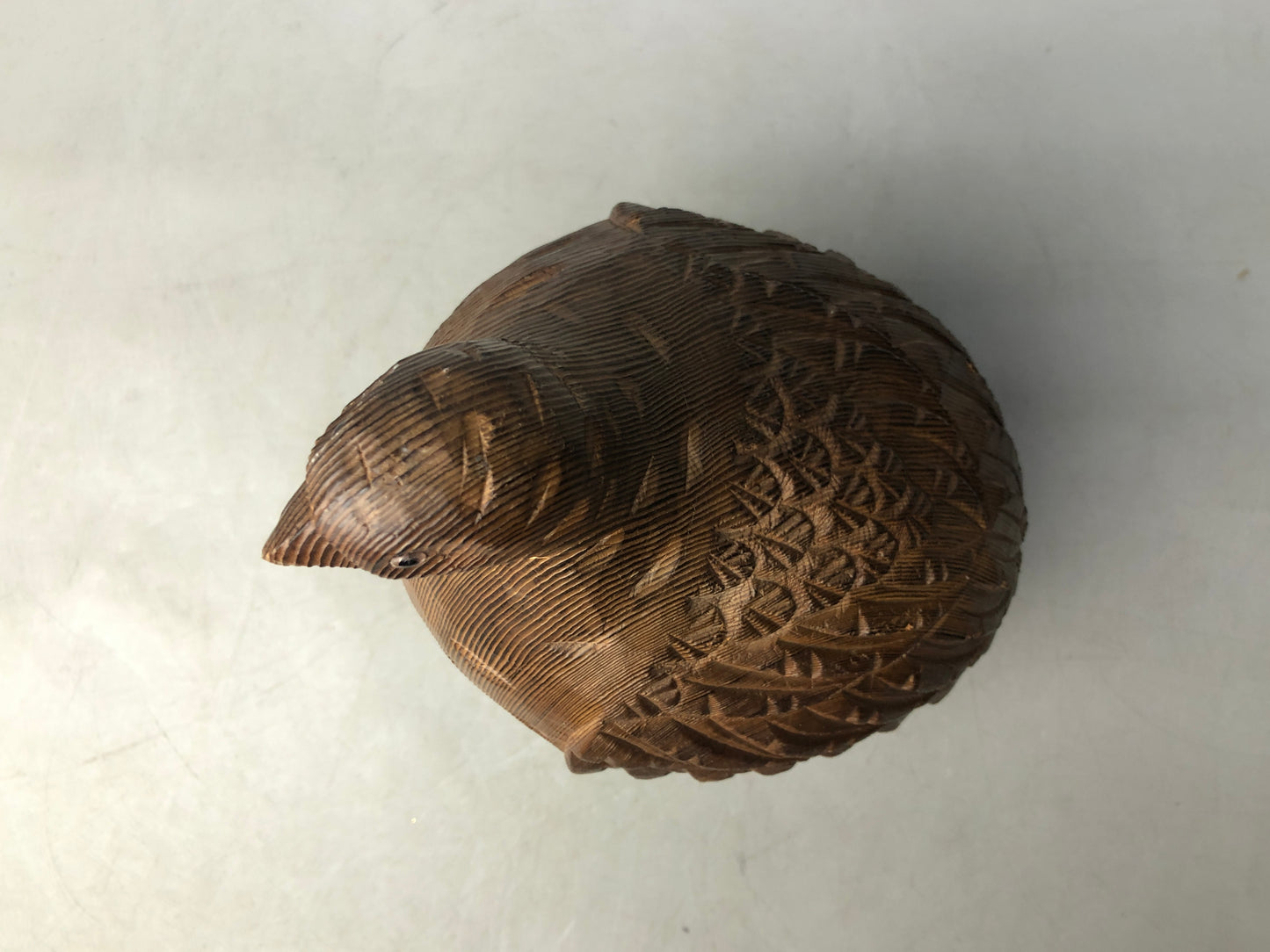 Y8287 OKIMONO wood carving Bird figurine signed Japan antique interior figure