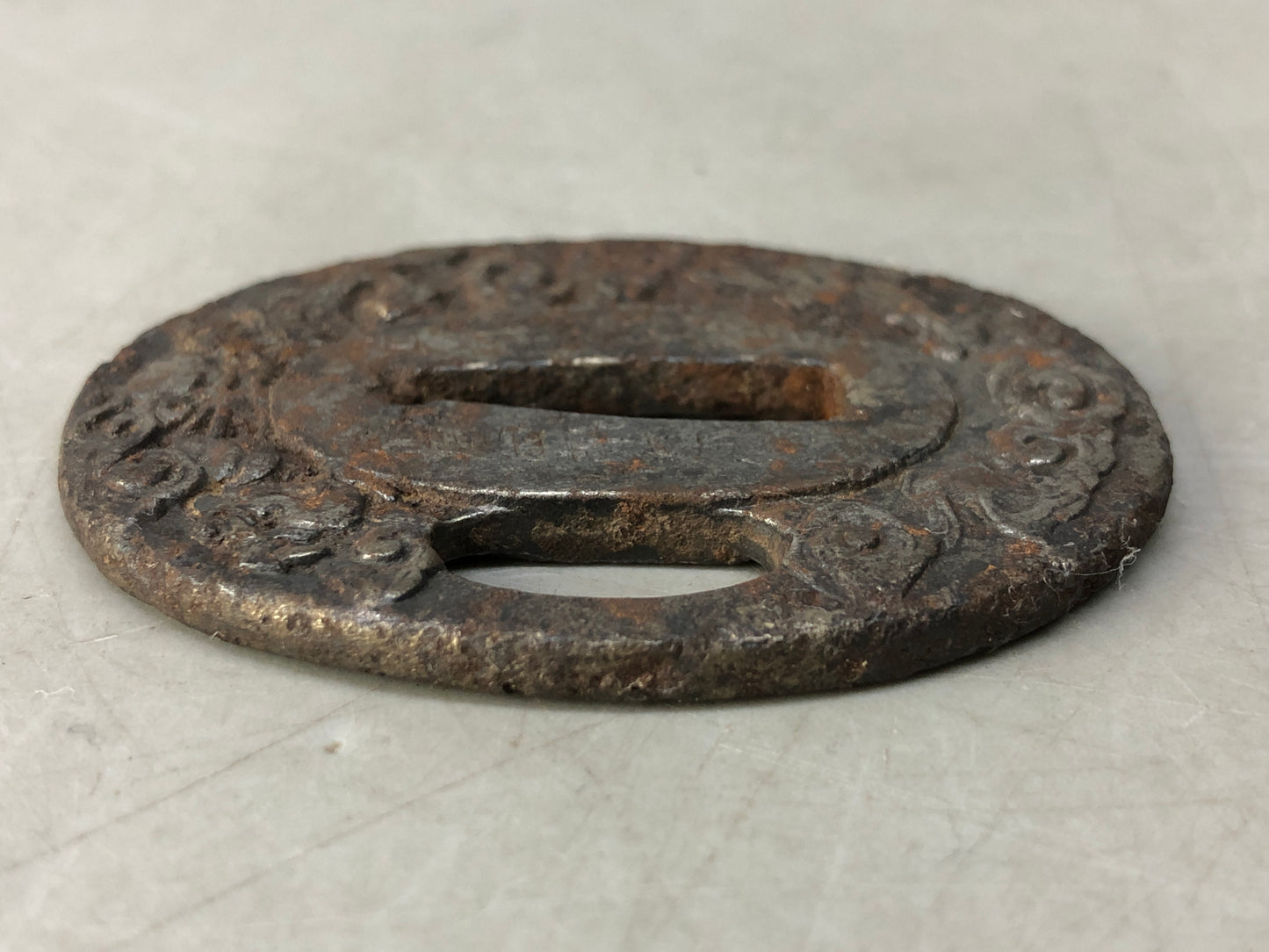 Y8297 TSUBA Iron sword guard Cloud Dragon signed Japan samurai katana koshirae