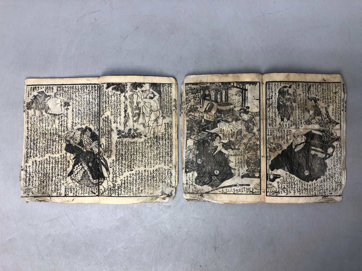 Y8299 WOODBLOCK PRINT 2 Japanese books Yoshitora Ezoushi Japan Ukiyoe antique