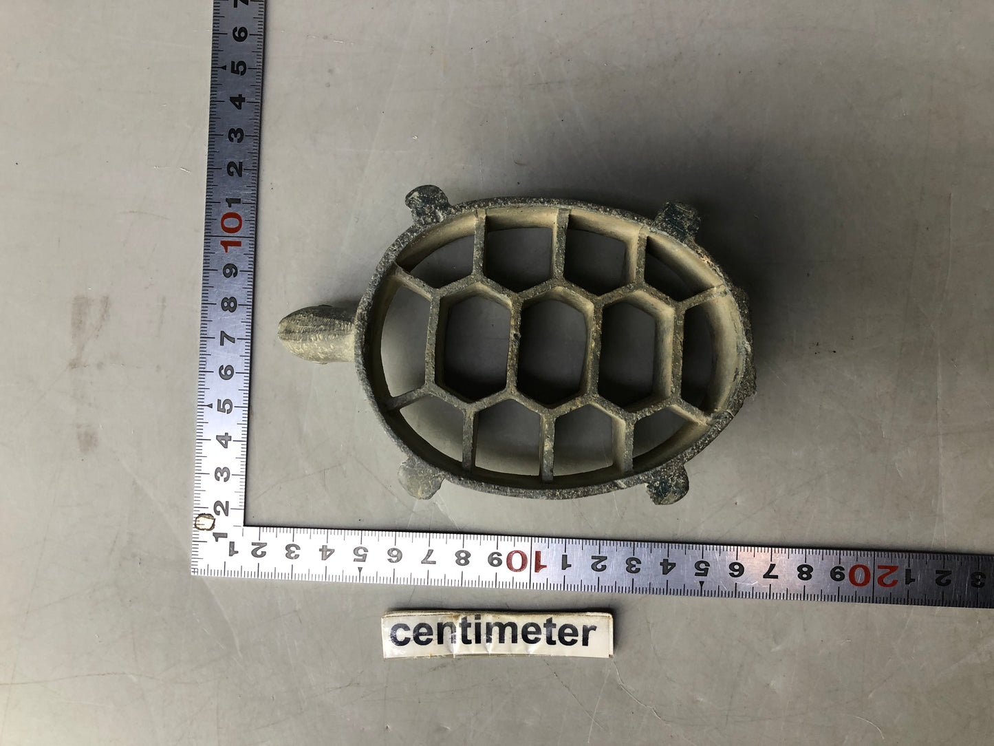 Y8303 KENZAN metal Turtle floral frog flower Japan antique ikebana kabin vintage