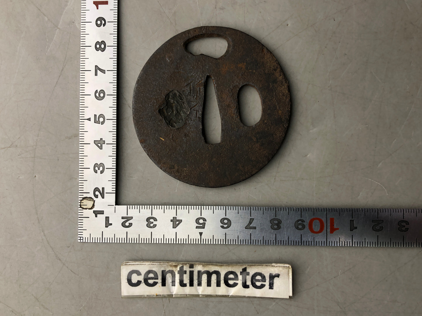 Y8307 TSUBA Iron sword guard signed Japan samurai katana koshirae edo bushi