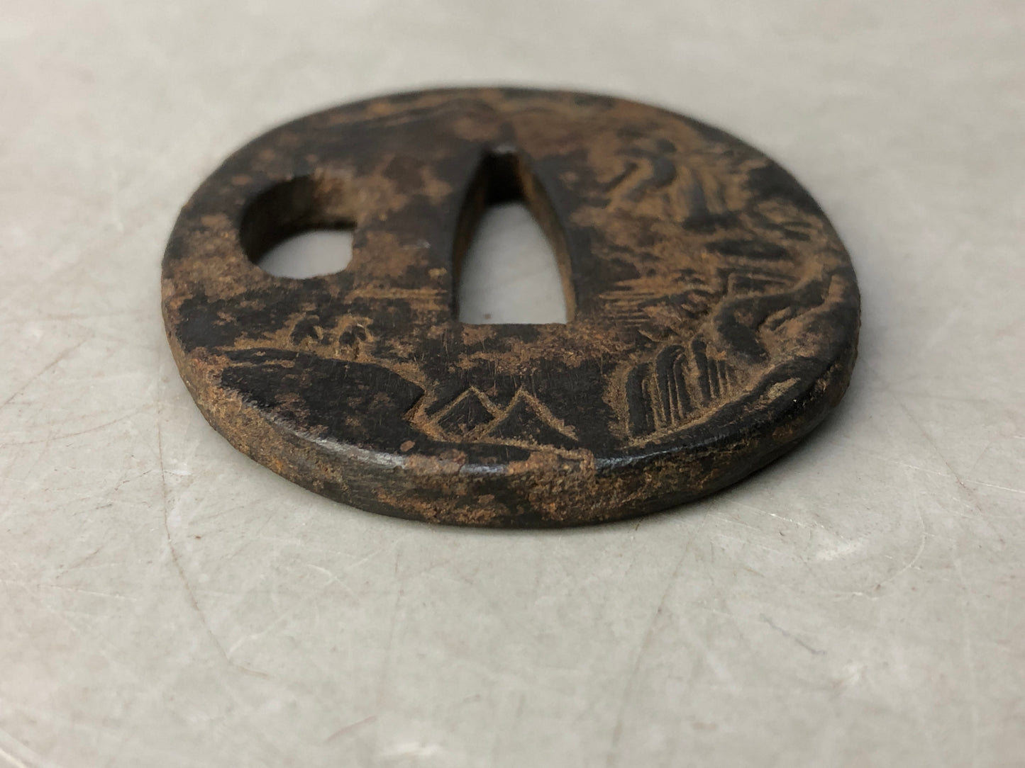 Y8317 TSUBA Iron sword guard Japan samurai katana koshirae fittings edo bushi