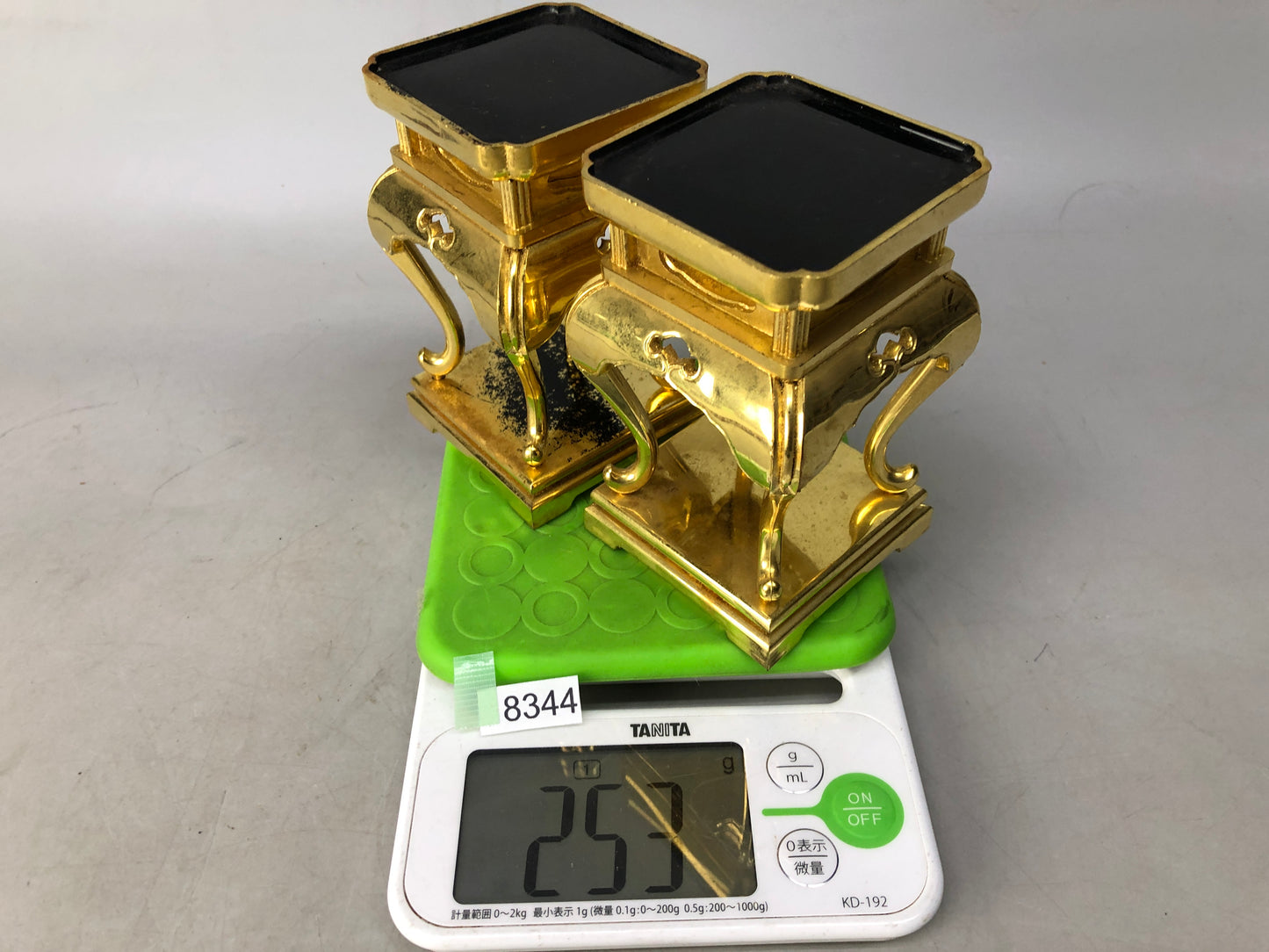 Y8344 Buddhist Altar Equipment small flower stand pair gold paint Japan antique