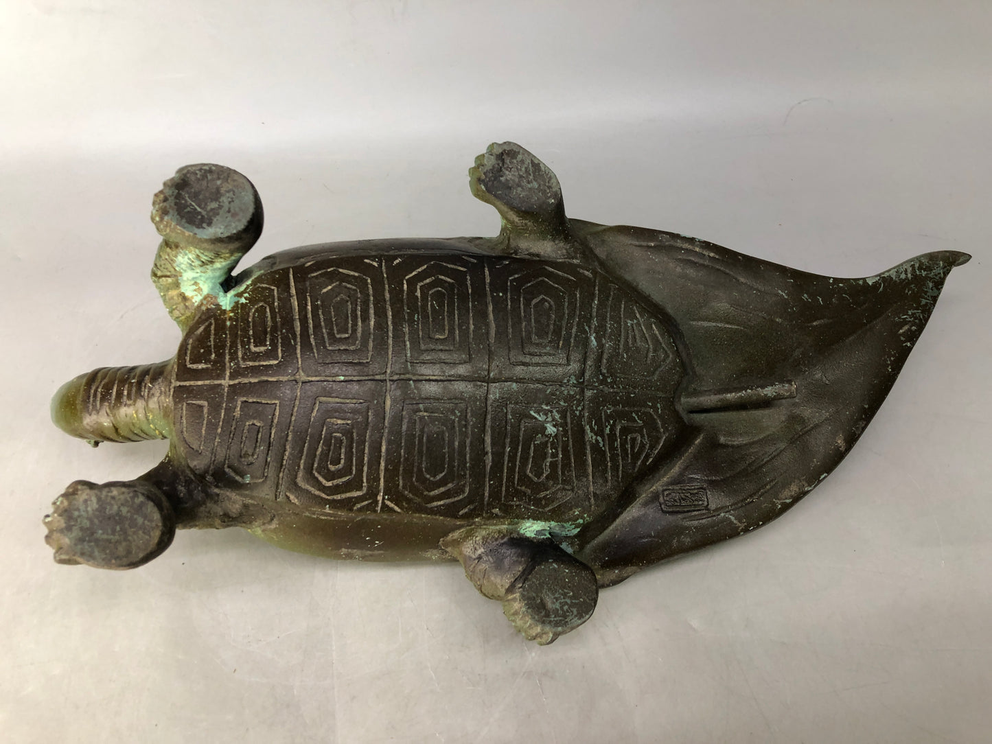 Y8346 OKIMONO copper Turtle figurine Japan antique interior figure decor