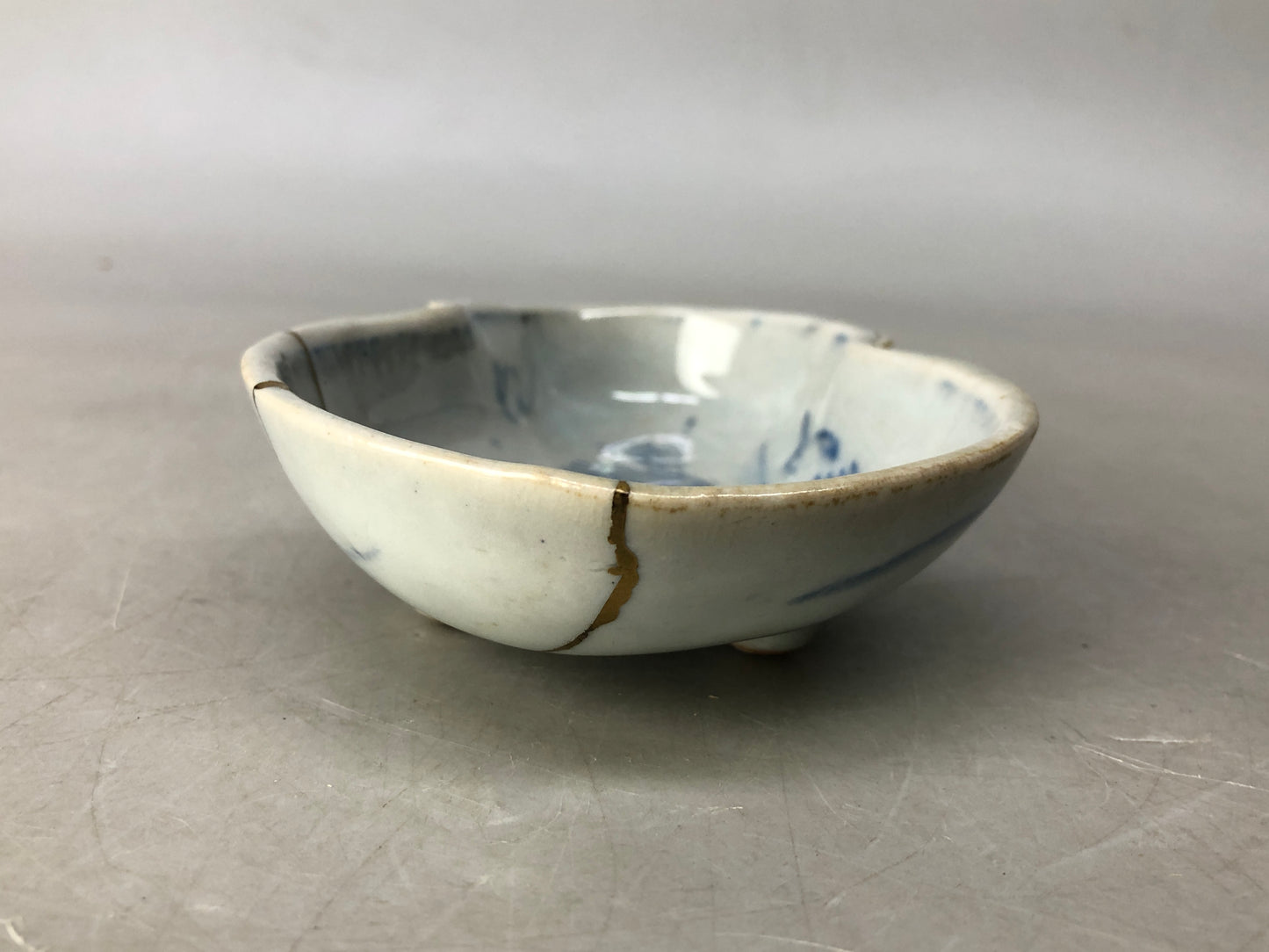 Y8348 DISH Ko-Imari underglaze blue kintsugi plate Japan antique tableware