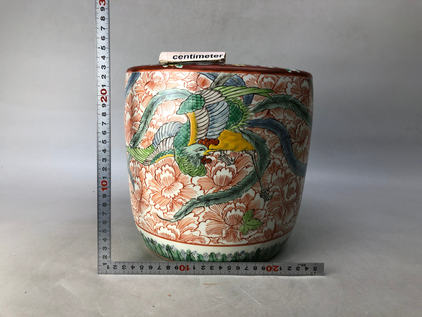 Y8352 HIBACHI Imari-ware brazier color picture Phoenix Japan antique heating