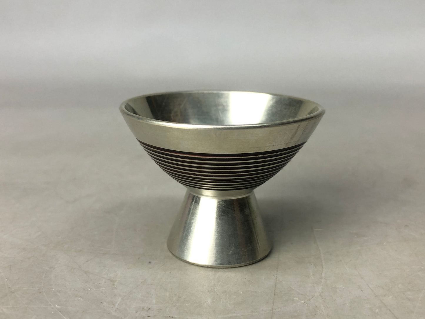 Y8362 CHAWAN tin Sake cup set of 5 signed box Japan antique tableware kitchen