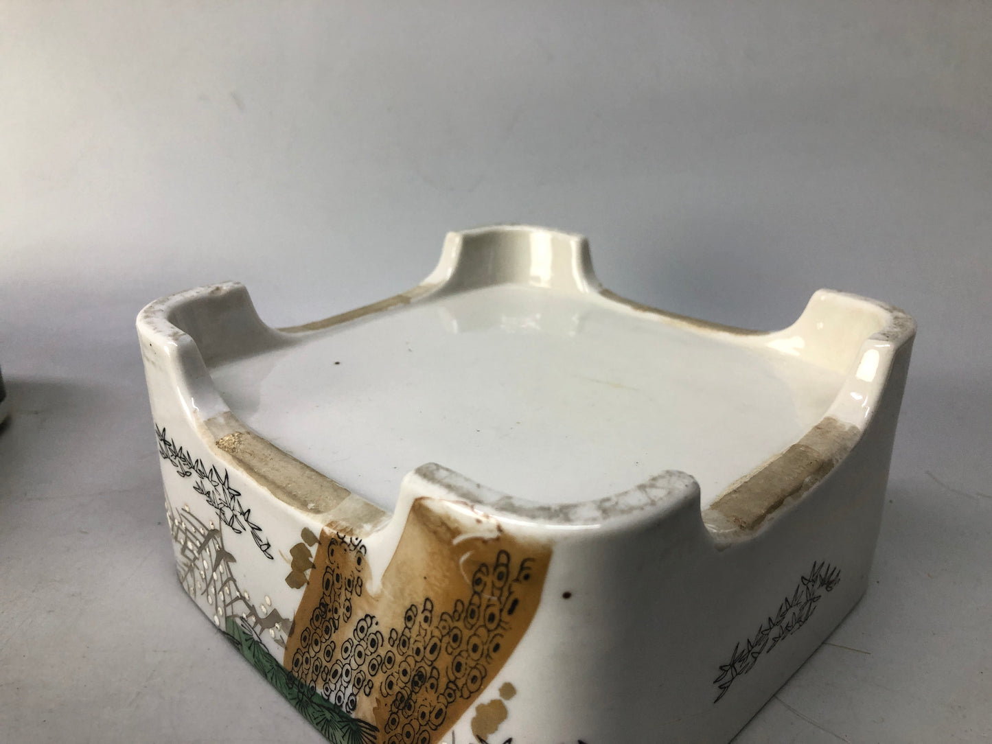 Y8386 BOX Seto-ware 4-tiered container Crane Pine signed Japan antique storage