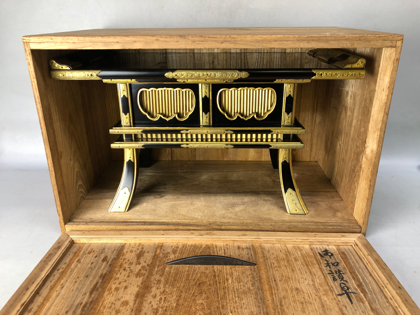 Y8391 Buddhist Altar Equipment sutra reading desk box Japan antique Buddhism