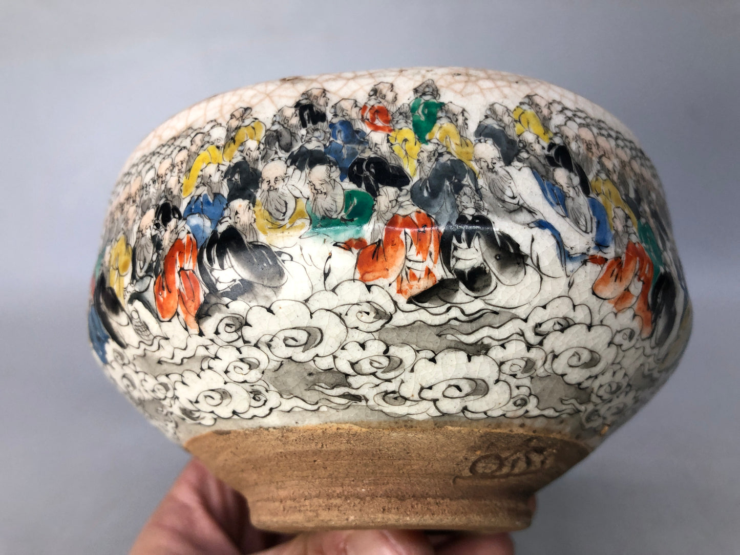 Y8397 CHAWAN Inuyama-ware bowl hermit signed Japan antique tea ceremony pottery