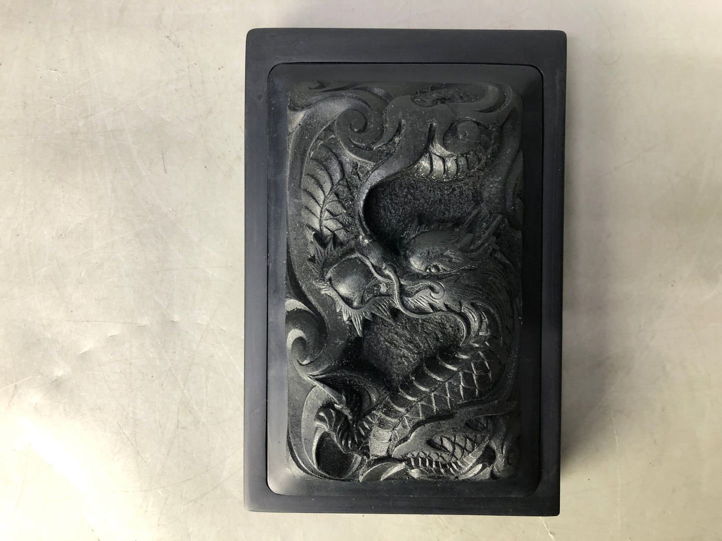 Y8400 SUZURI Inkstone Dragon pattern stationery calligraphy Japan antique Shodo