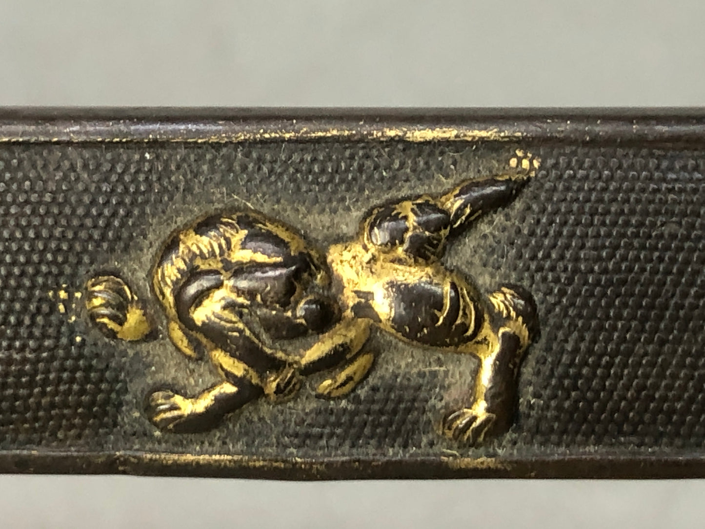 Y8404 TSUKA Kogatana small sword signed Lion Japan Koshirae samurai katana