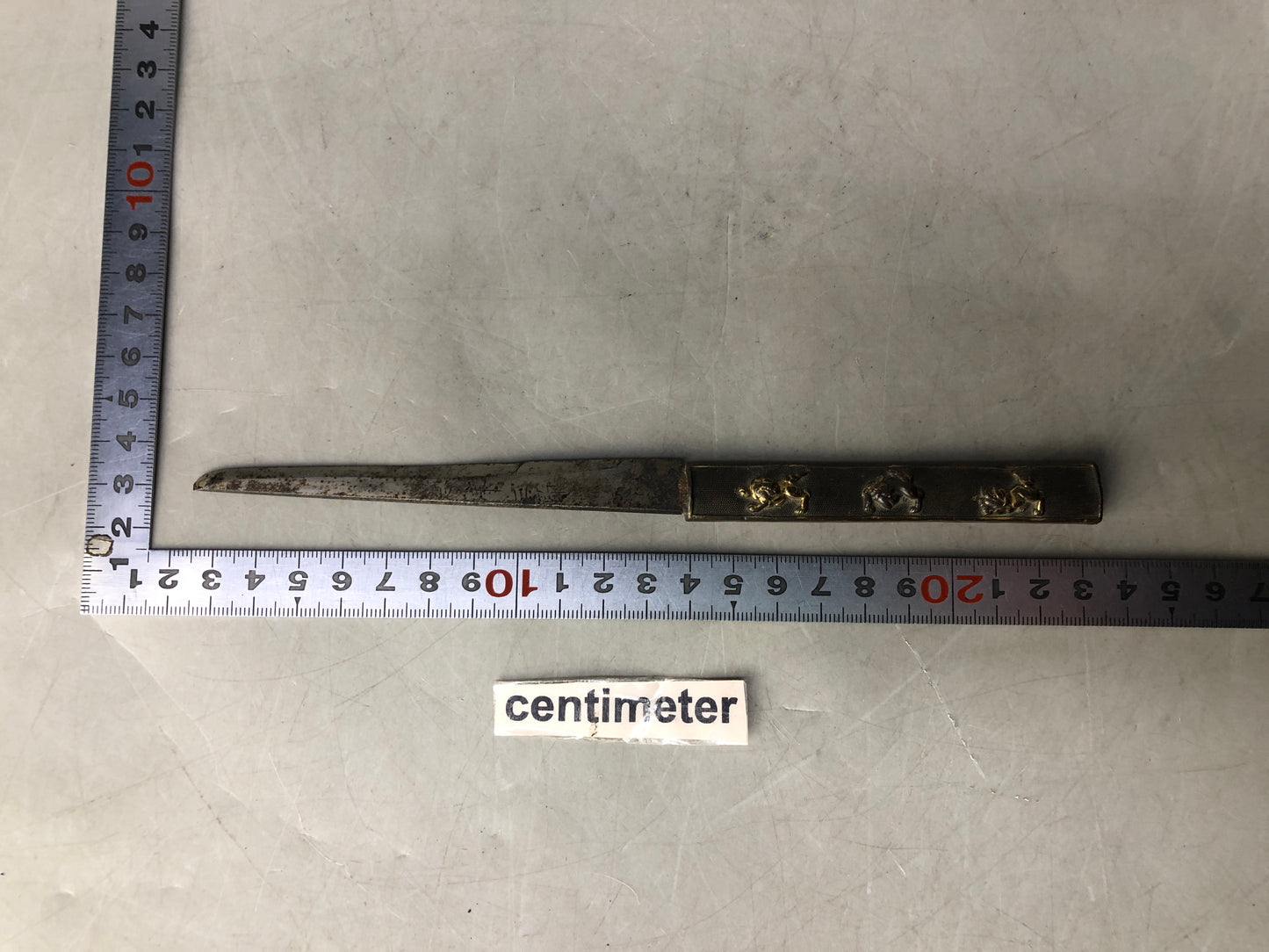 Y8404 TSUKA Kogatana small sword signed Lion Japan Koshirae samurai katana