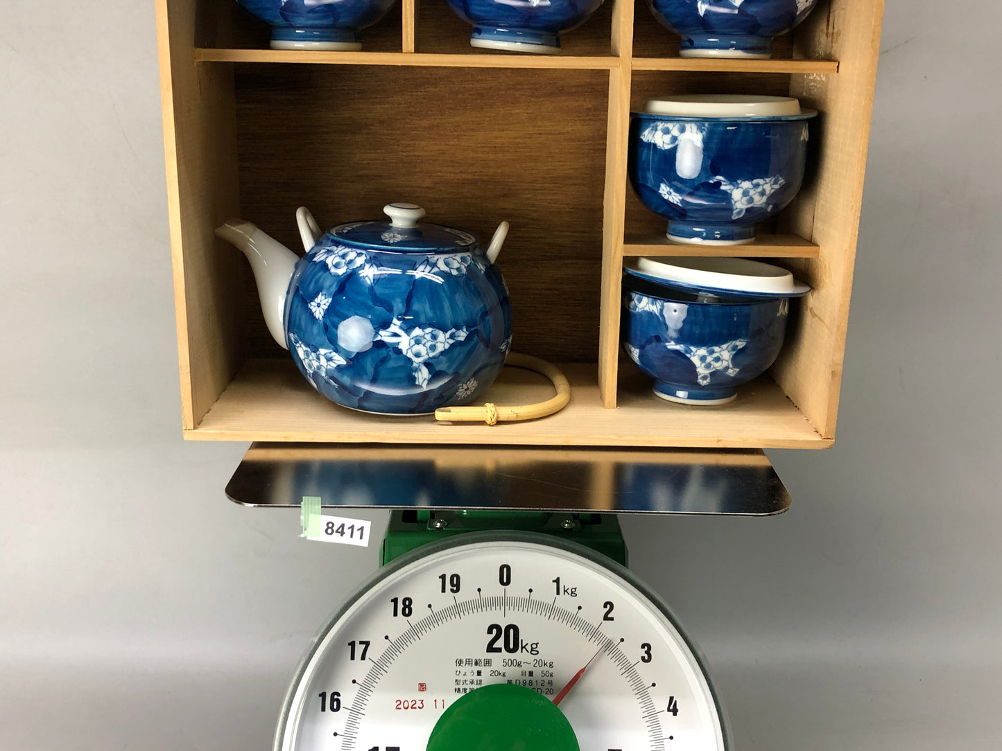 Y8411 CHAWAN Arita-ware teapot pot cup set signed box Japan antique Sencha