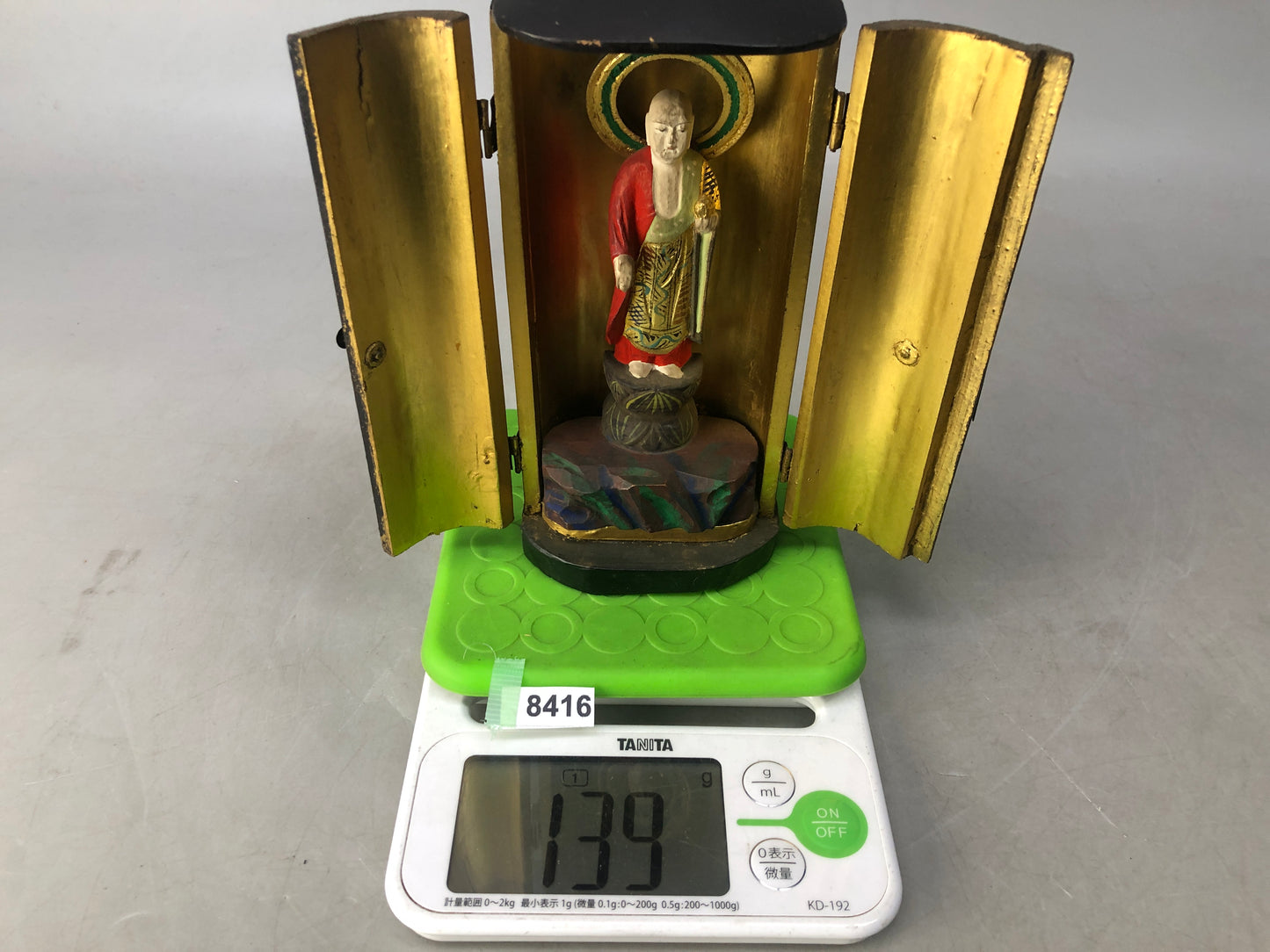 Y8416 STATUE Jizo shrine very colorful Buddhist figurine Japan antique figure