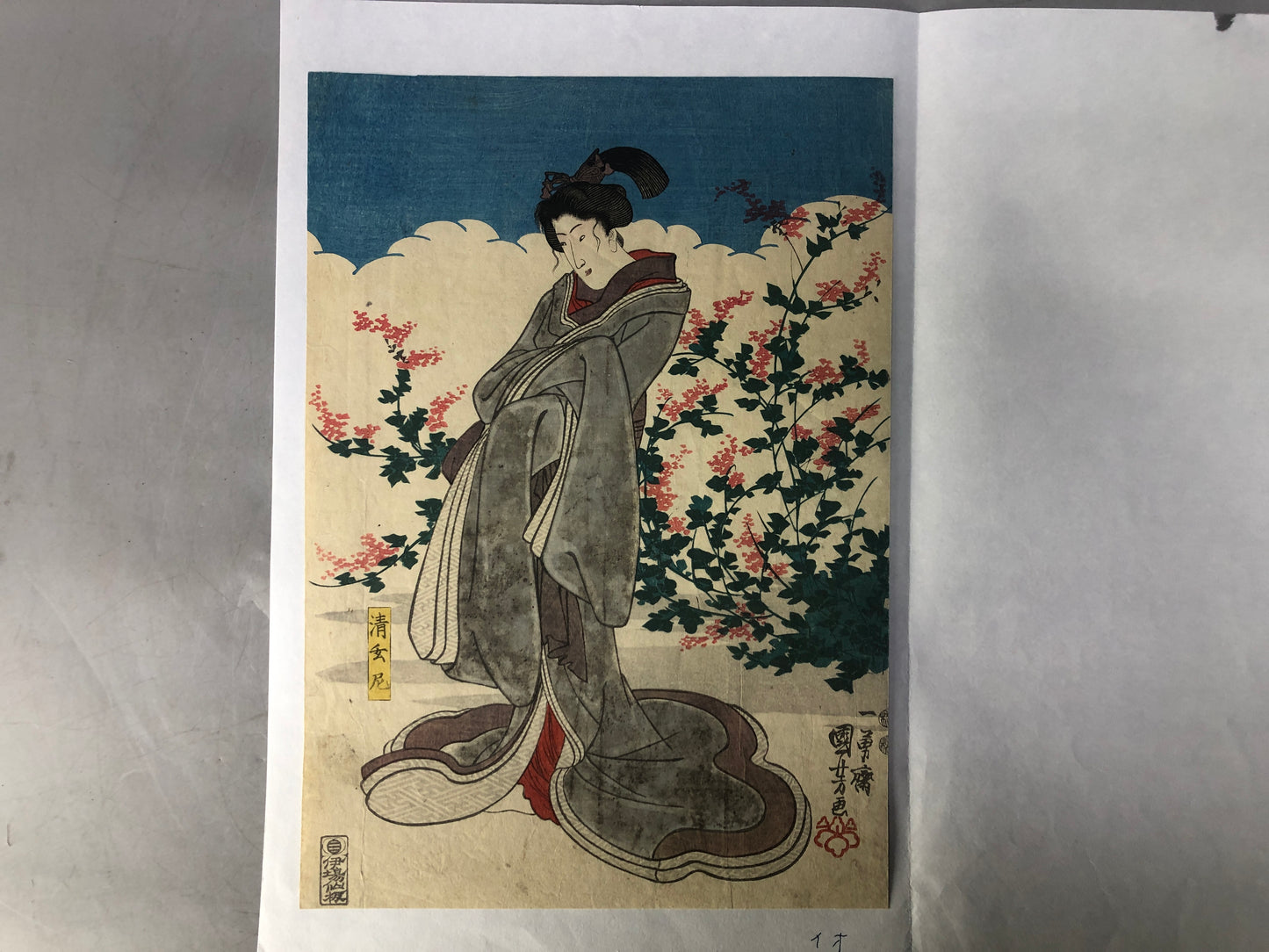 Y8421 WOODBLOCK PRINT Kuniyoshi Beautiful woman Japan Ukiyoe antique art decor