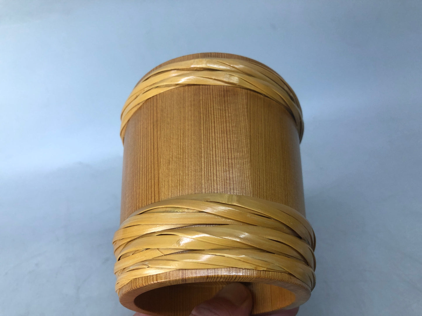 Y8423 CRUET Barrel-shaped Soy sauce dispenser wooden Magewappa Japan antique