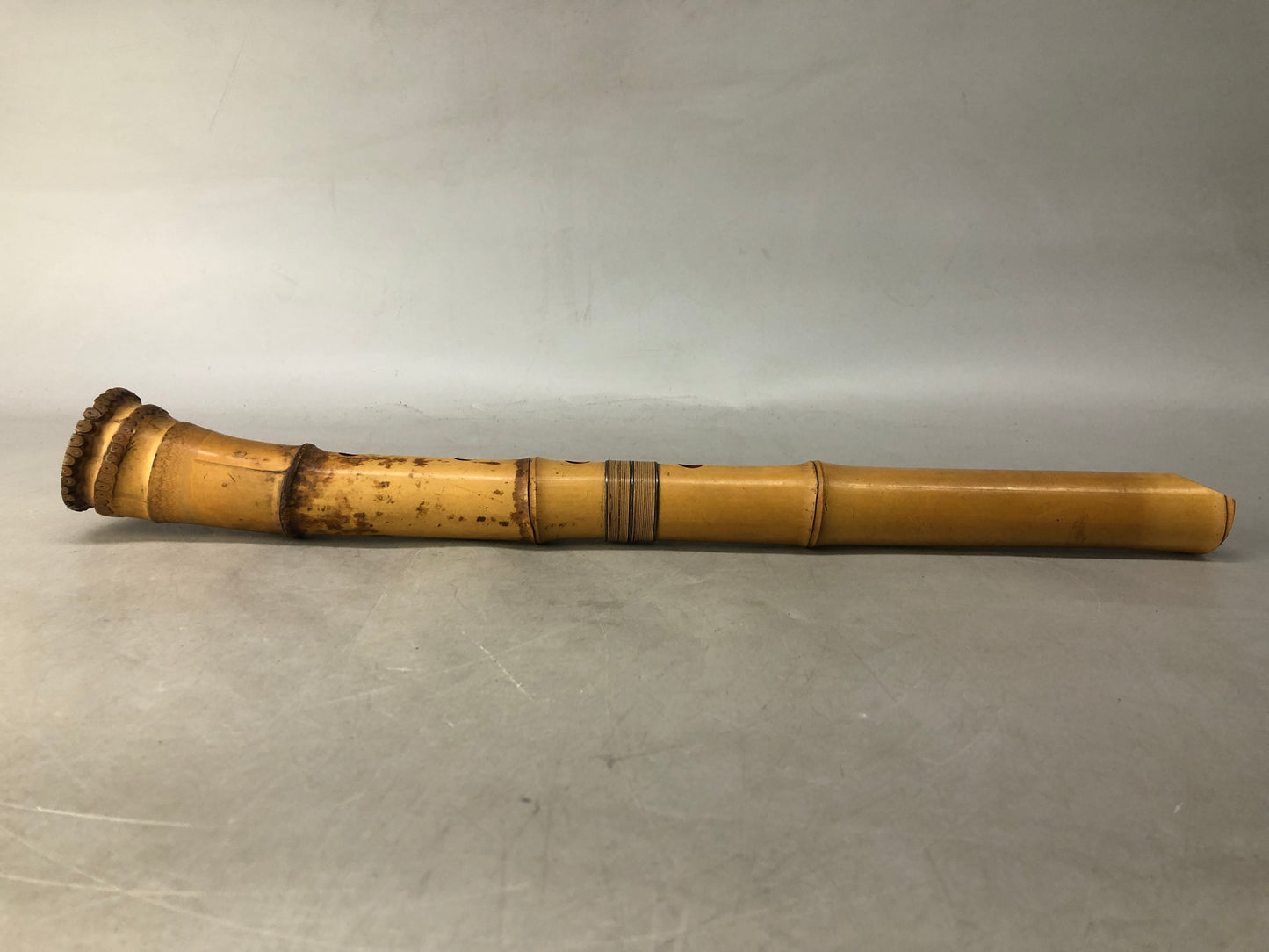 Y8431 SHAKUHACHI Bamboo flute Kinko style joint signed Japan antique music