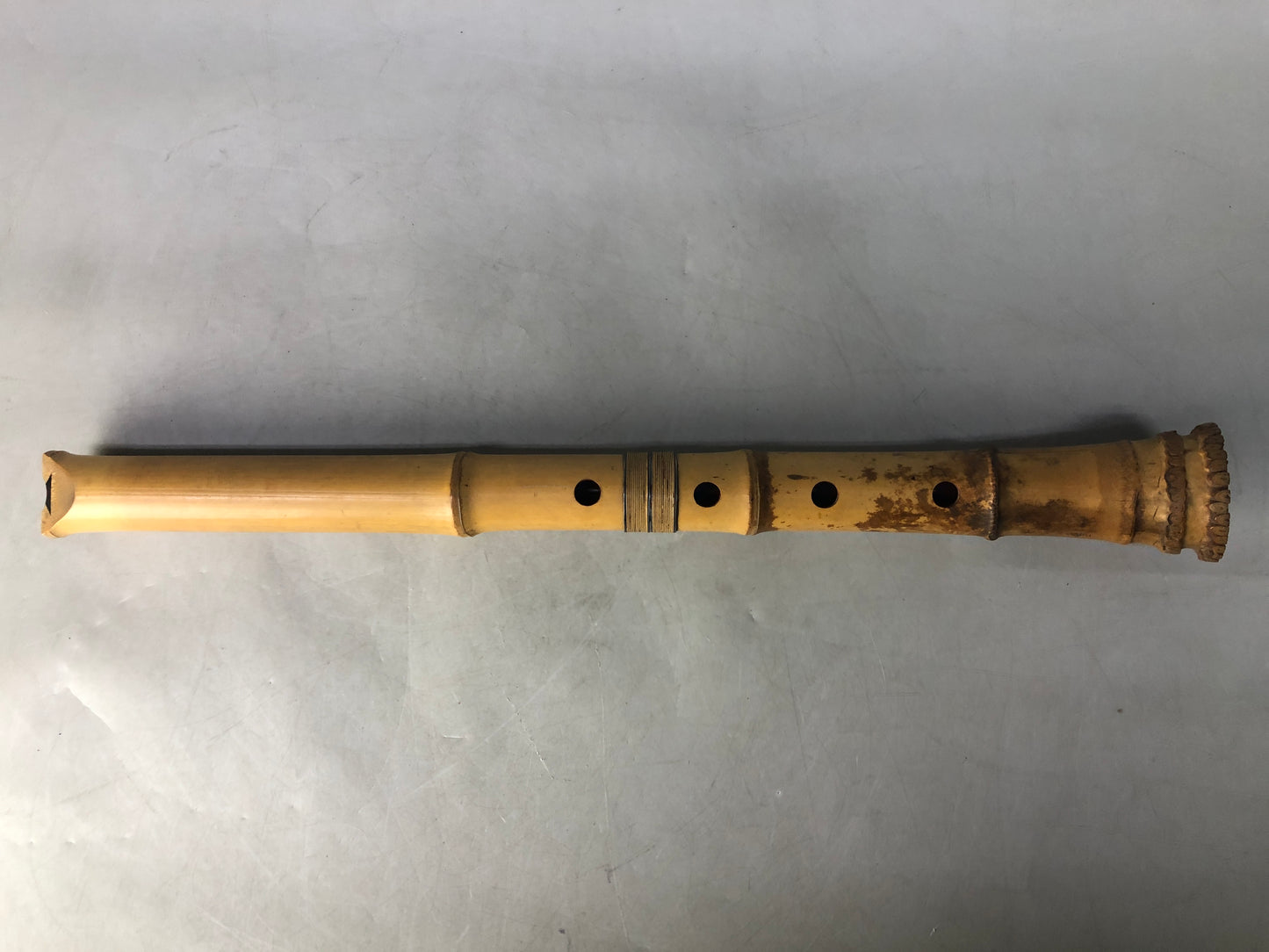 Y8431 SHAKUHACHI Bamboo flute Kinko style joint signed Japan antique music