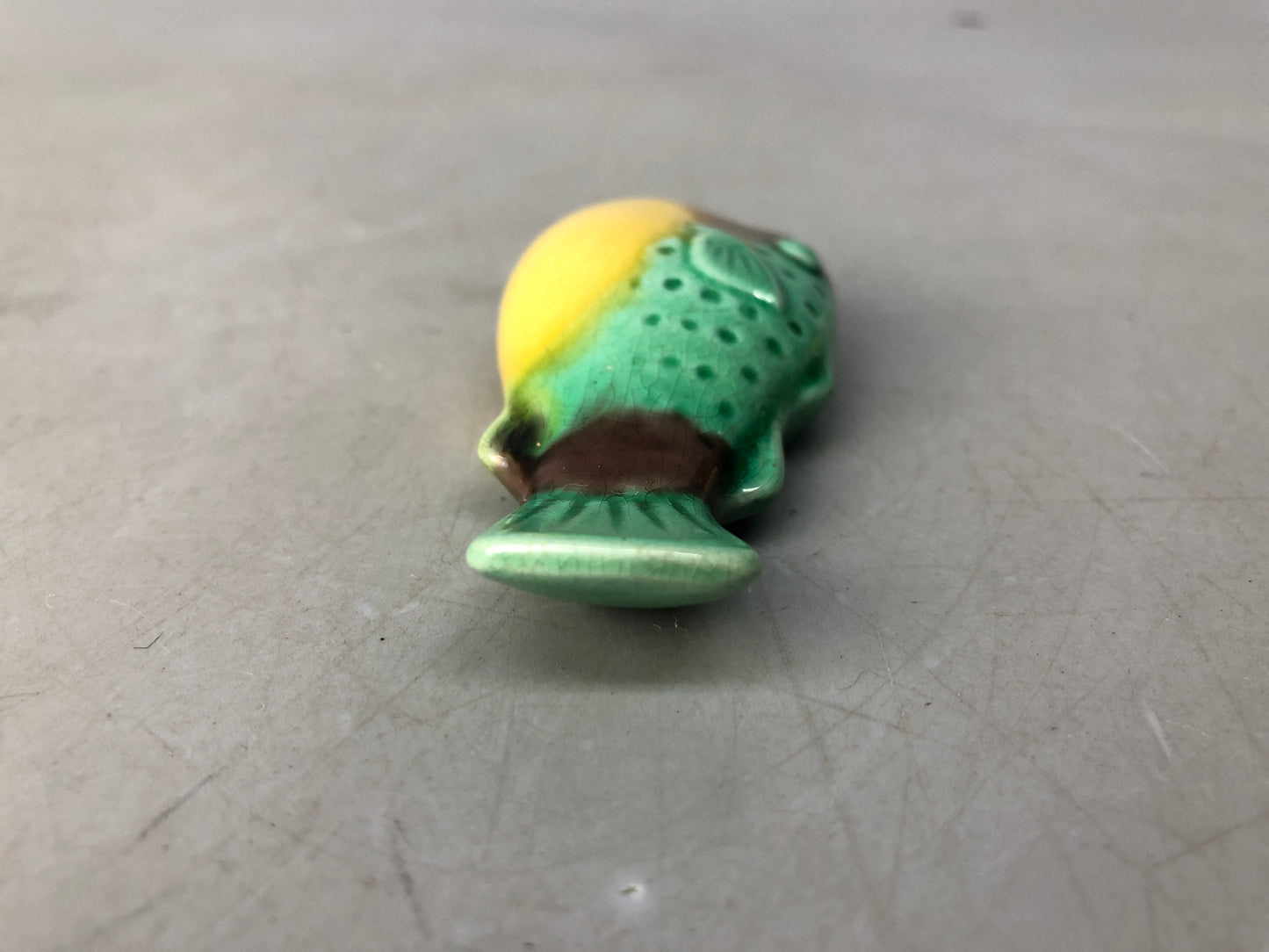 Y8445 OKIMONO Chopstick rest Puffer fish signed box China antique collectible