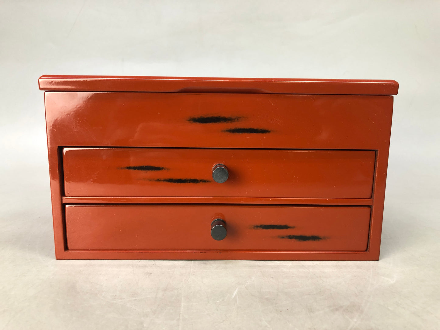 Y8450 TANSU Negoro lacquer small chest of drawers trinket jewelry Japan antique