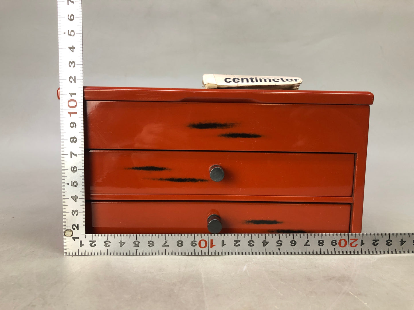 Y8450 TANSU Negoro lacquer small chest of drawers trinket jewelry Japan antique