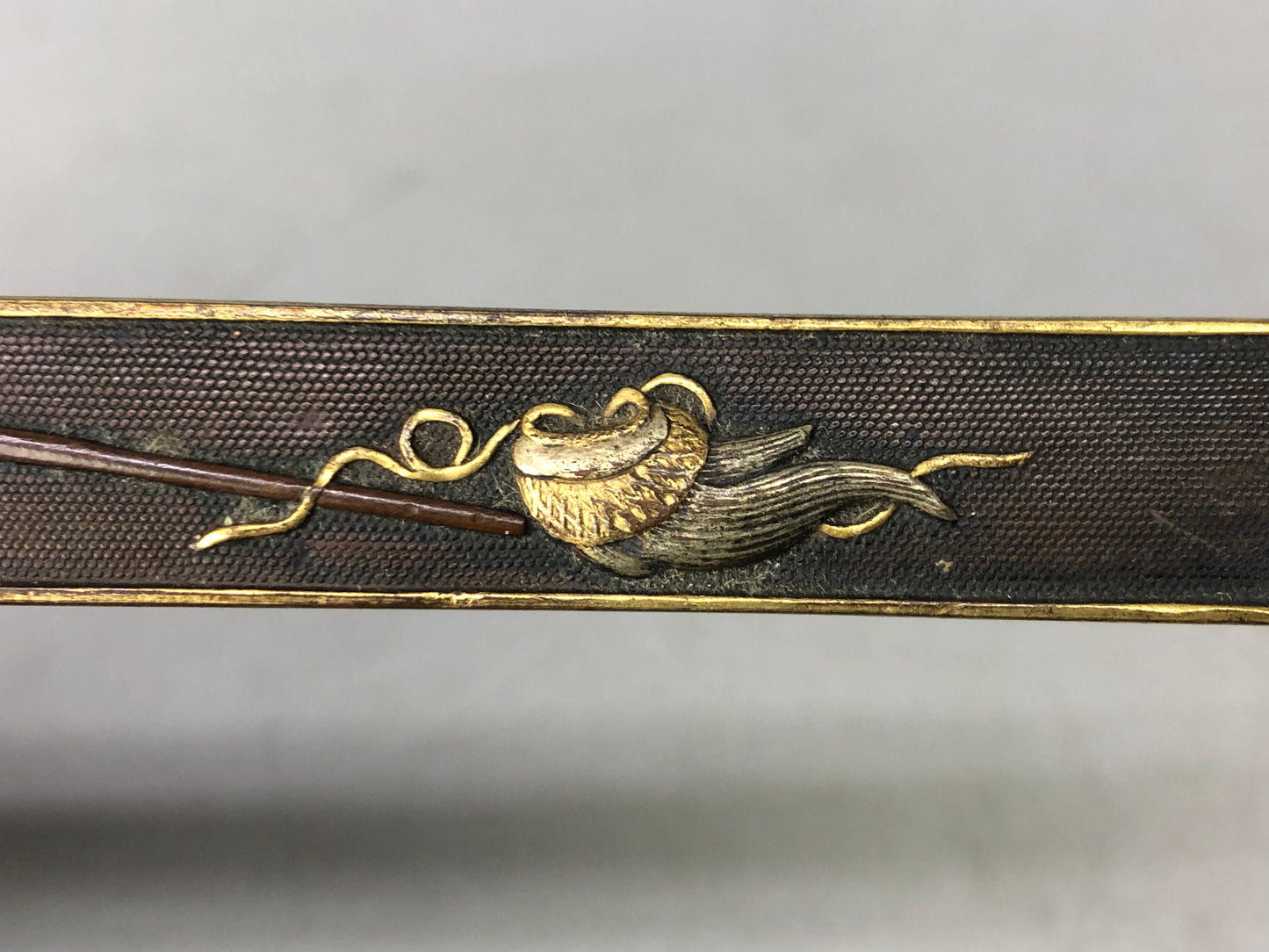 Y8456 TSUKA Kogatana small sword Inlay signed metalwork Japan Koshirae antique
