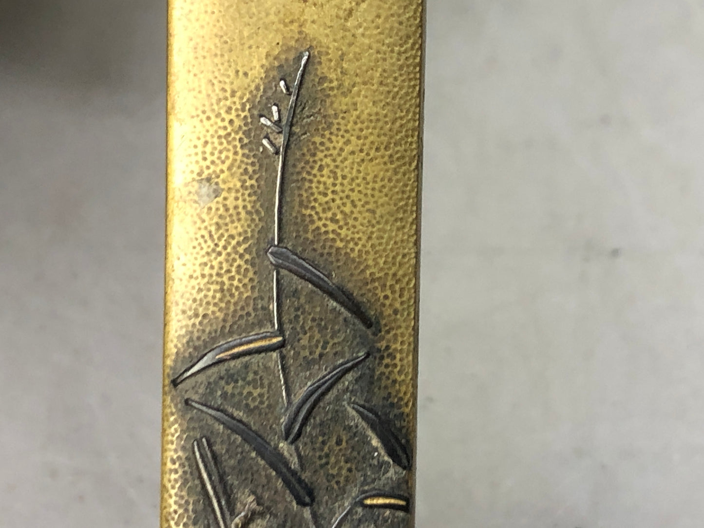 Y8459 TSUKA Kogatana small sword bamboo bird Japan Koshirae antique samurai b