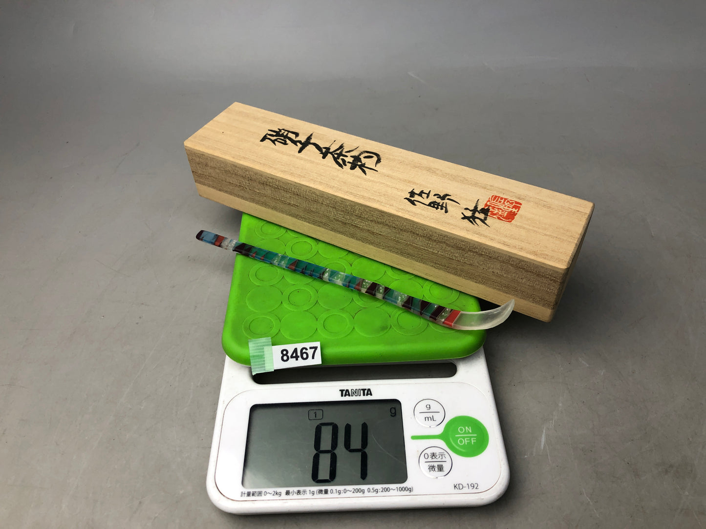 Y8467 CHASHAKU glass scoop spoon signed box Japan Tea Ceremony utensils antique