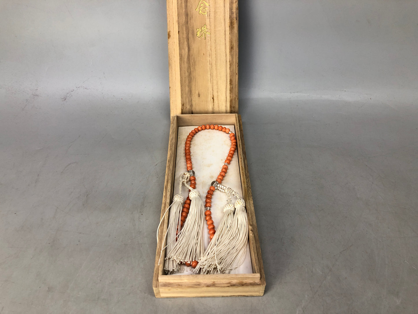 Y8482 JUZU Coral rosary amulet Prayer beads Japan antique Buddhist Buddhism