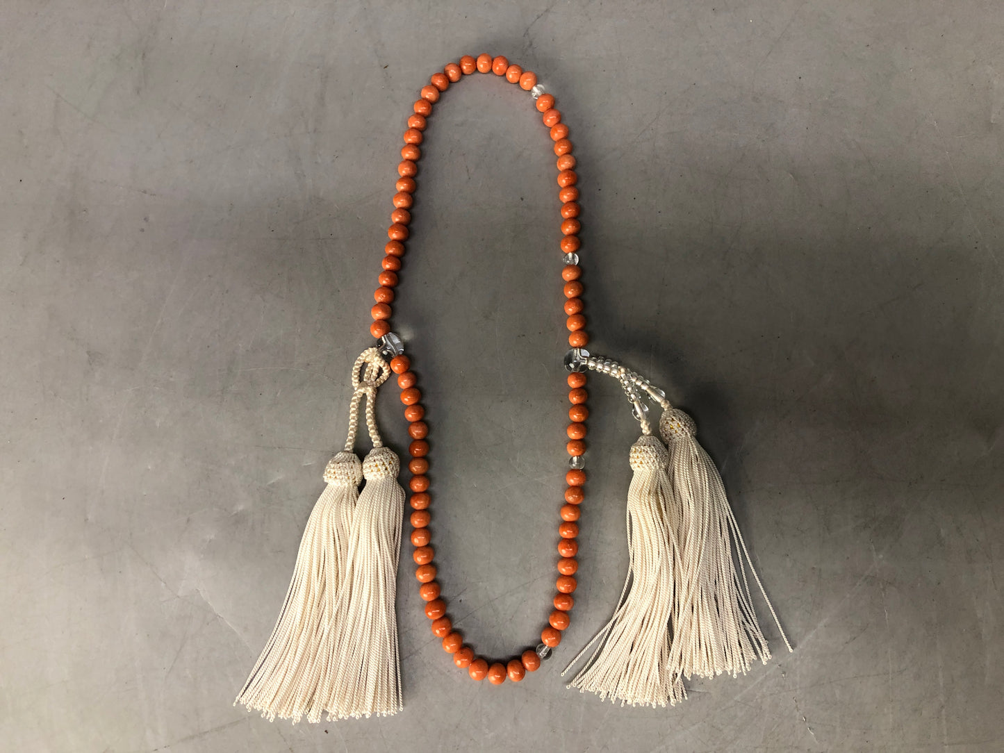 Y8482 JUZU Coral rosary amulet Prayer beads Japan antique Buddhist Buddhism
