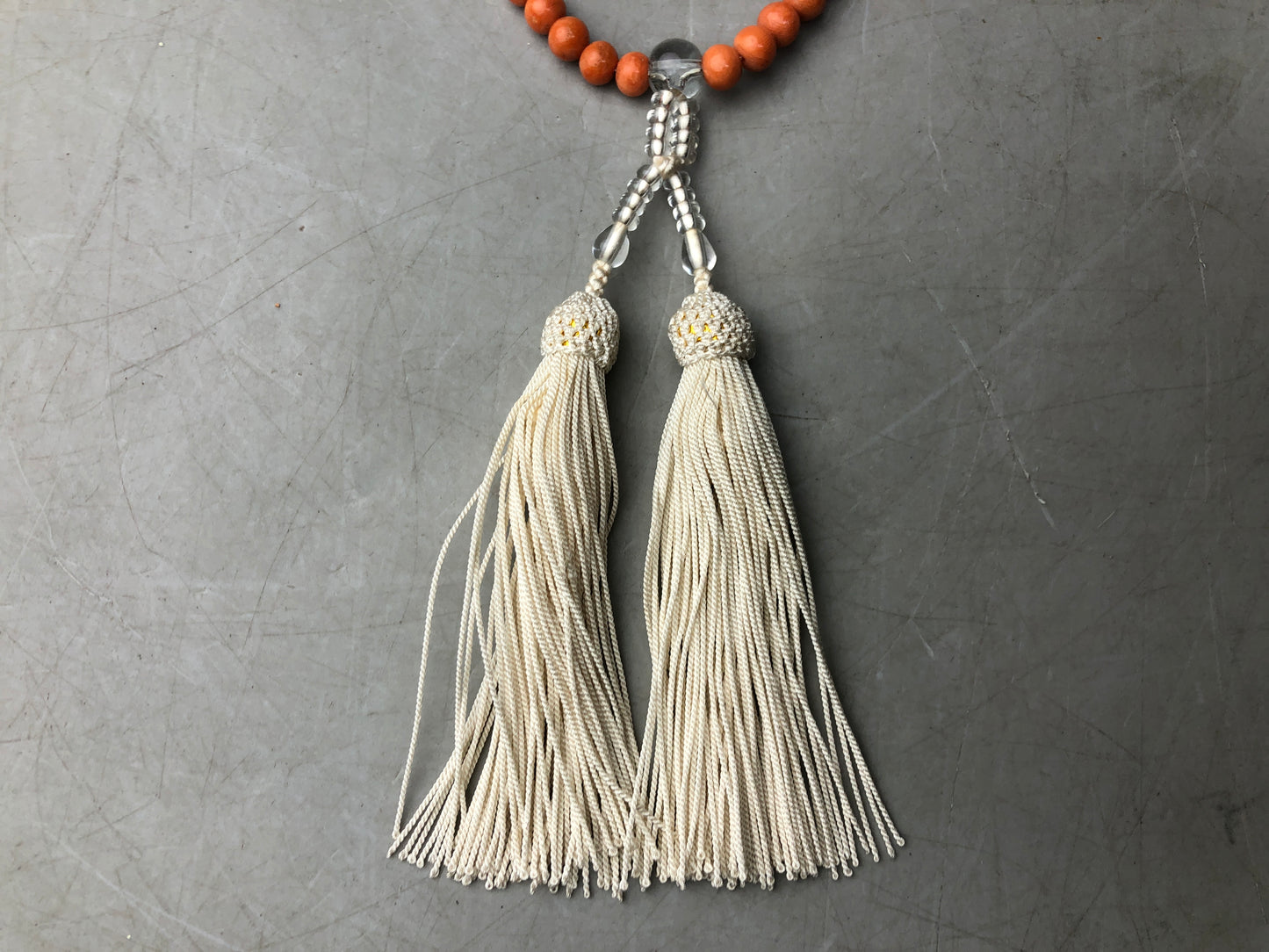 Y8482 JUZU Coral rosary amulet Prayer beads Japan antique Buddhist Buddhism