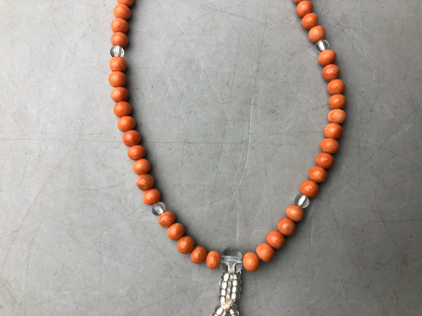 Y8482 JUZU Coral rosary amulet Prayer beads Japan antique Buddhist Buddhism