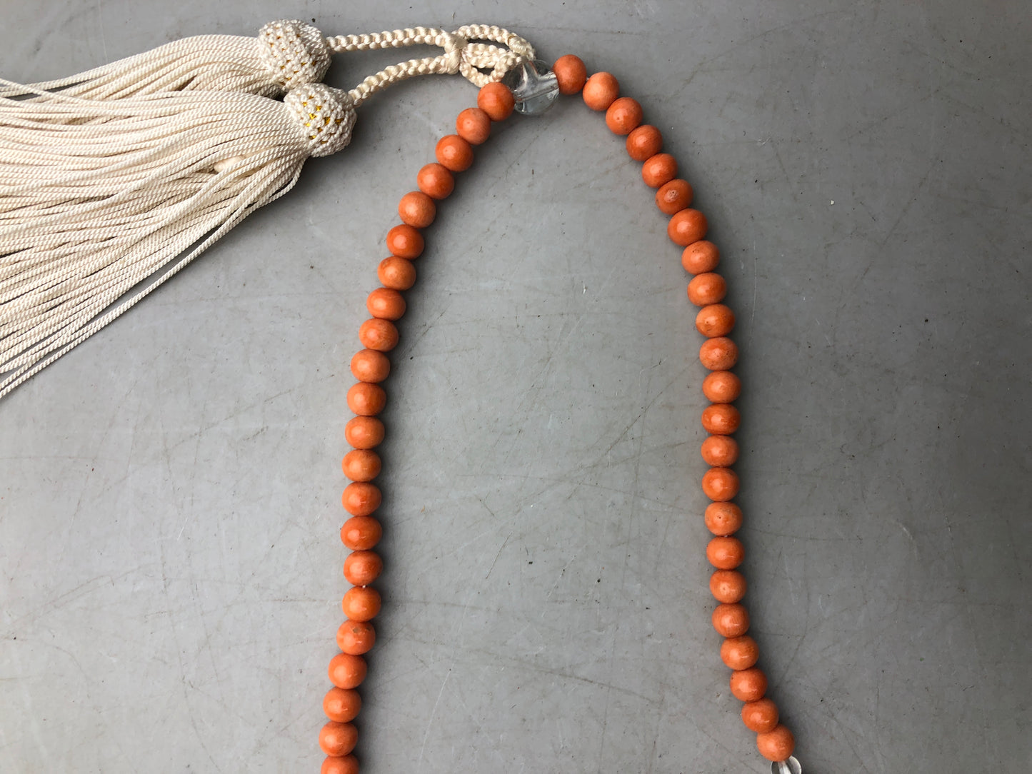 Y8482 JUZU Coral rosary amulet Prayer beads Japan antique Buddhist Buddhism