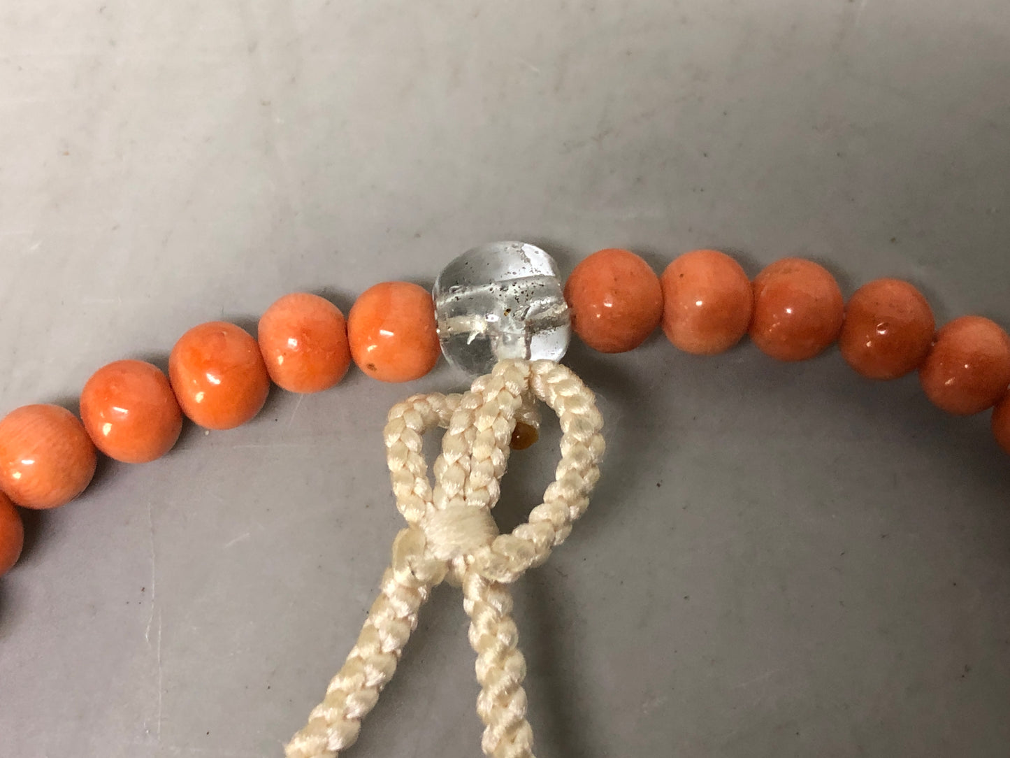 Y8482 JUZU Coral rosary amulet Prayer beads Japan antique Buddhist Buddhism
