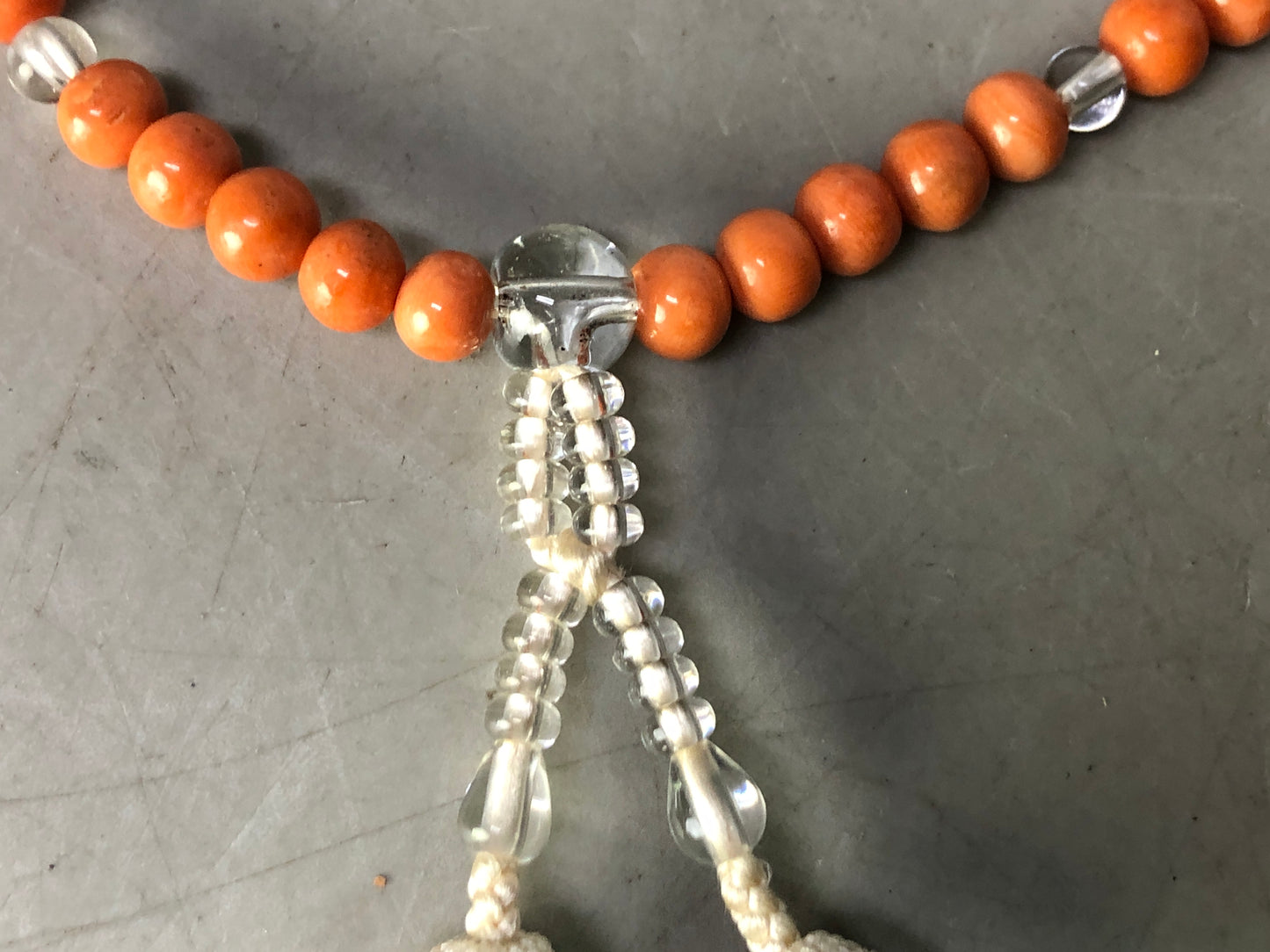 Y8482 JUZU Coral rosary amulet Prayer beads Japan antique Buddhist Buddhism