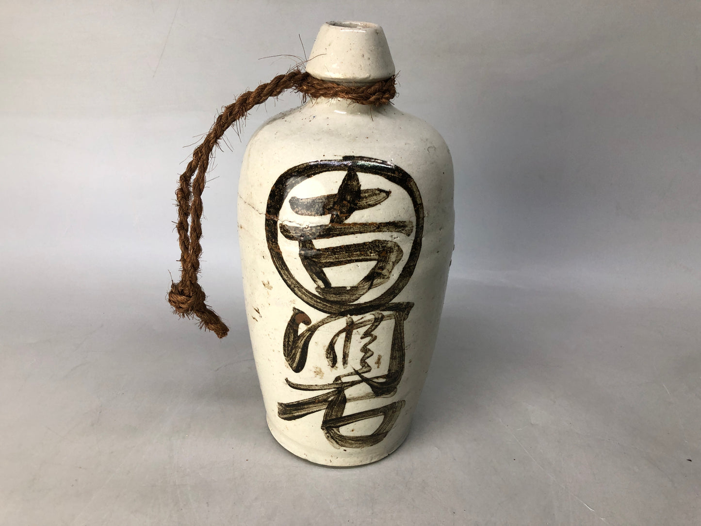 Y8487 OKIMONO Ceramic Binbou Tokkuri sake bottle figure Japan antique interior