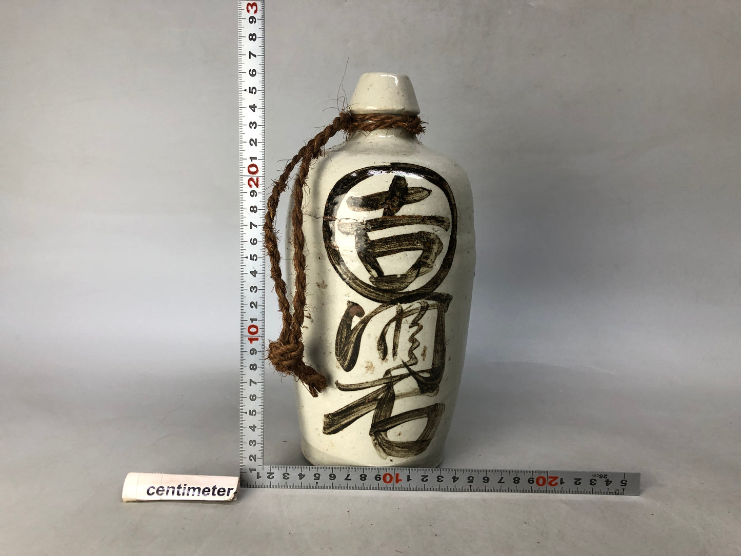 Y8487 OKIMONO Ceramic Binbou Tokkuri sake bottle figure Japan antique interior