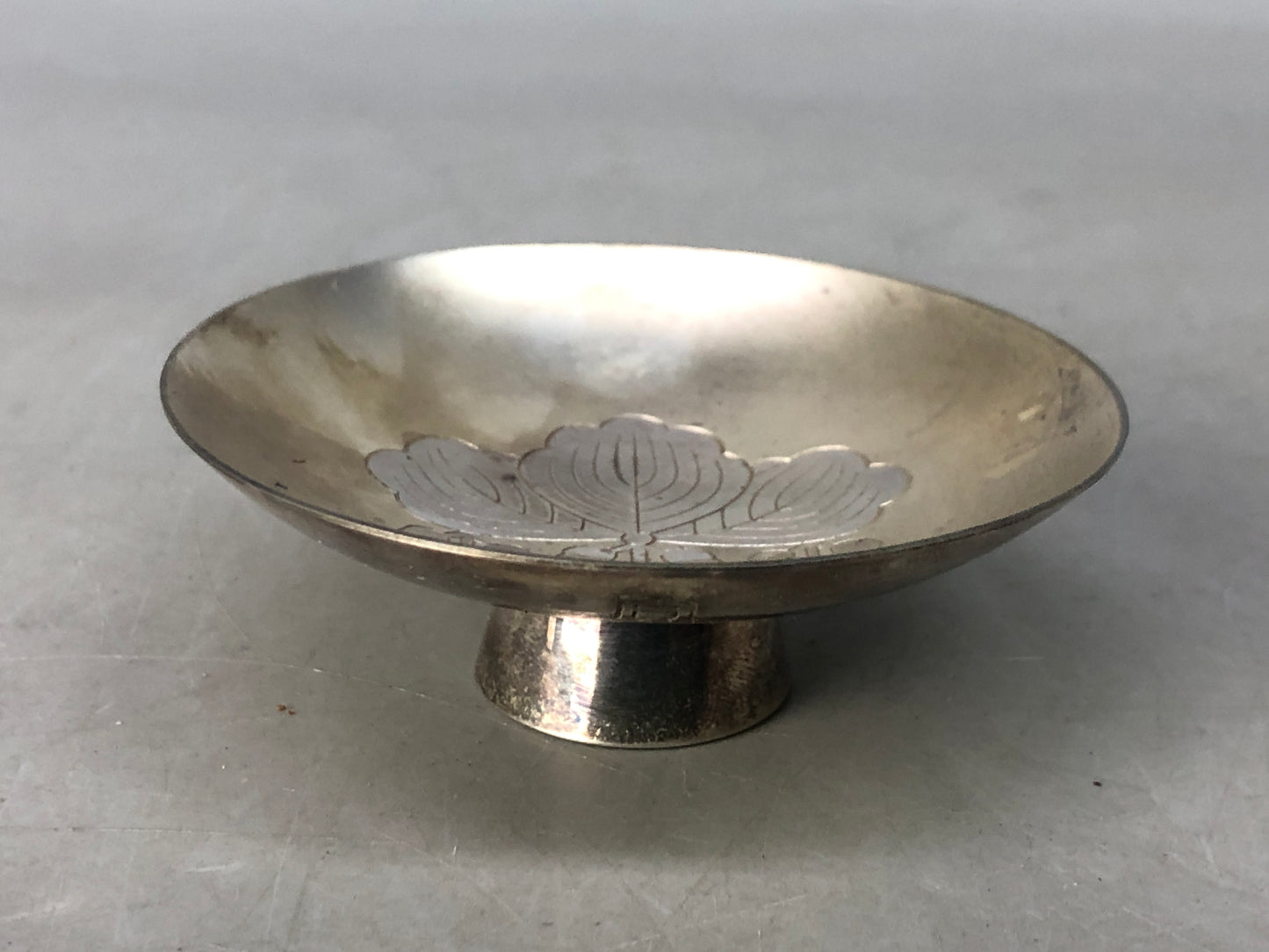 Y8492 CHAWAN Silver Sake cup signed box Japan antique tableware sakazuki