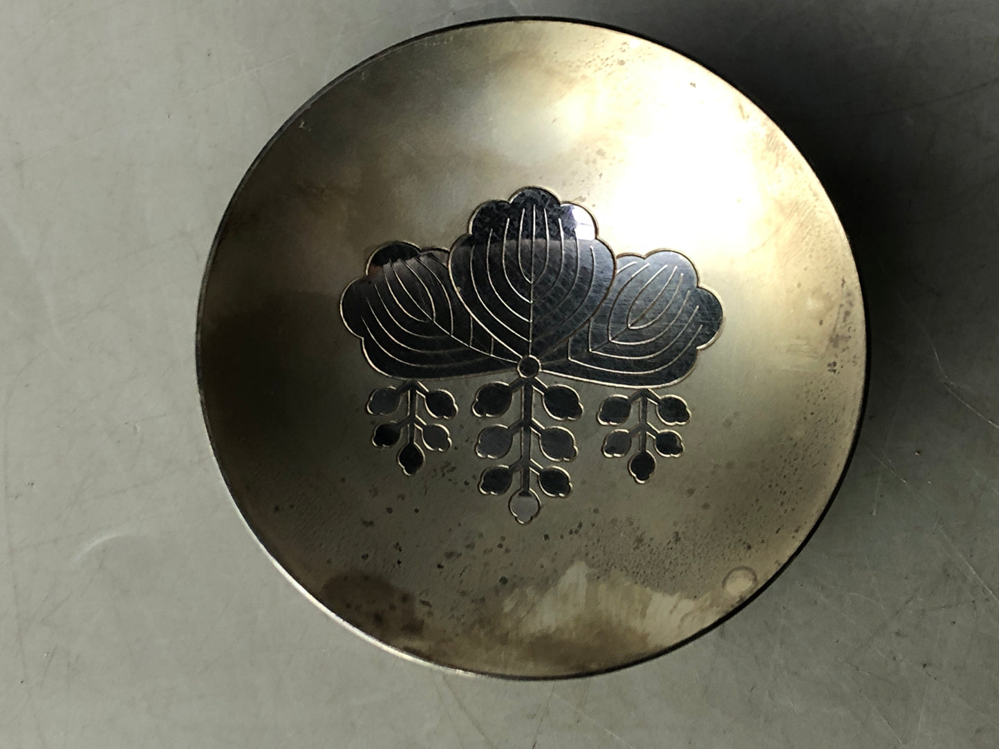 Y8492 CHAWAN Silver Sake cup signed box Japan antique tableware sakazuki