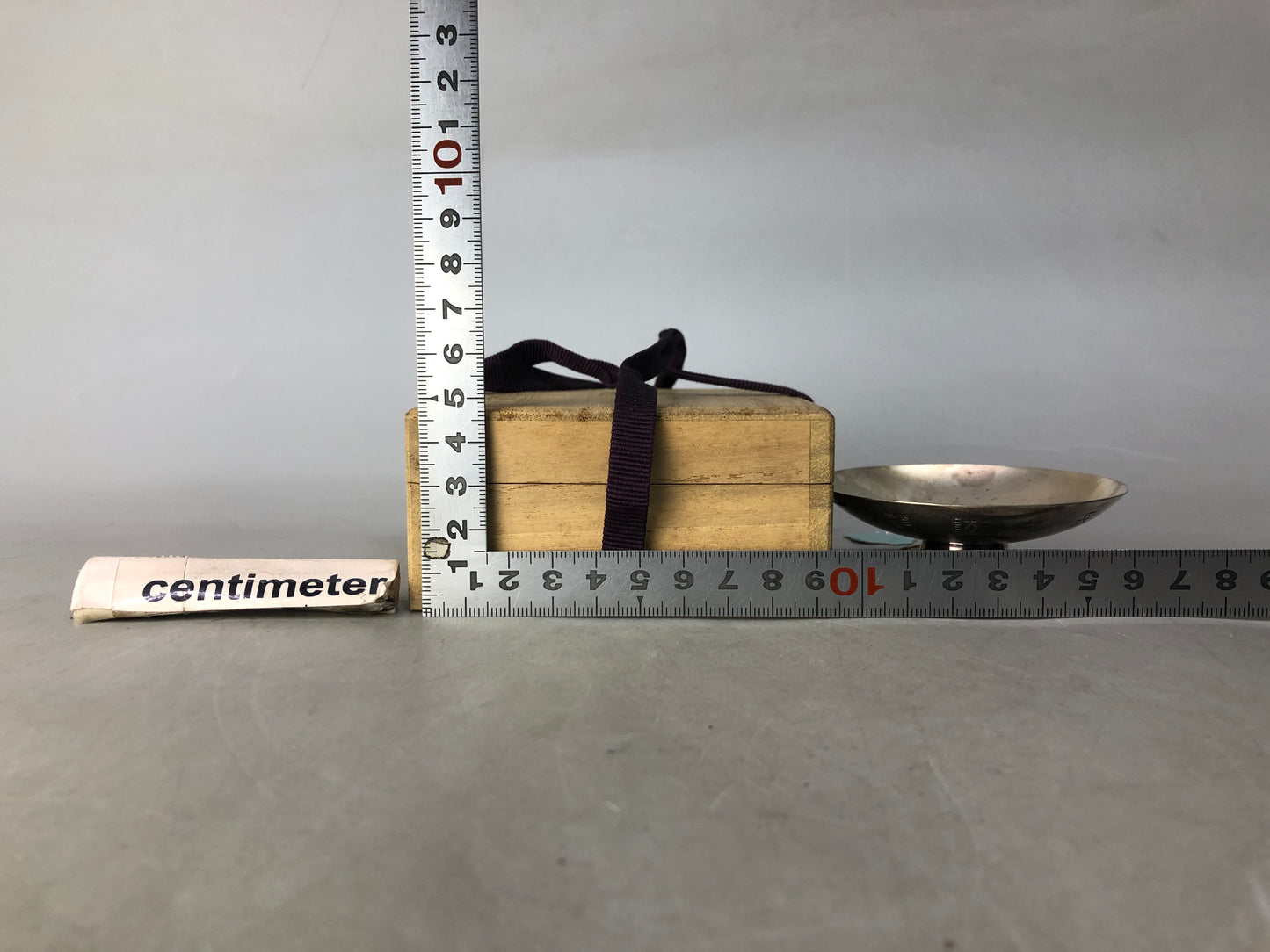 Y8492 CHAWAN Silver Sake cup signed box Japan antique tableware sakazuki