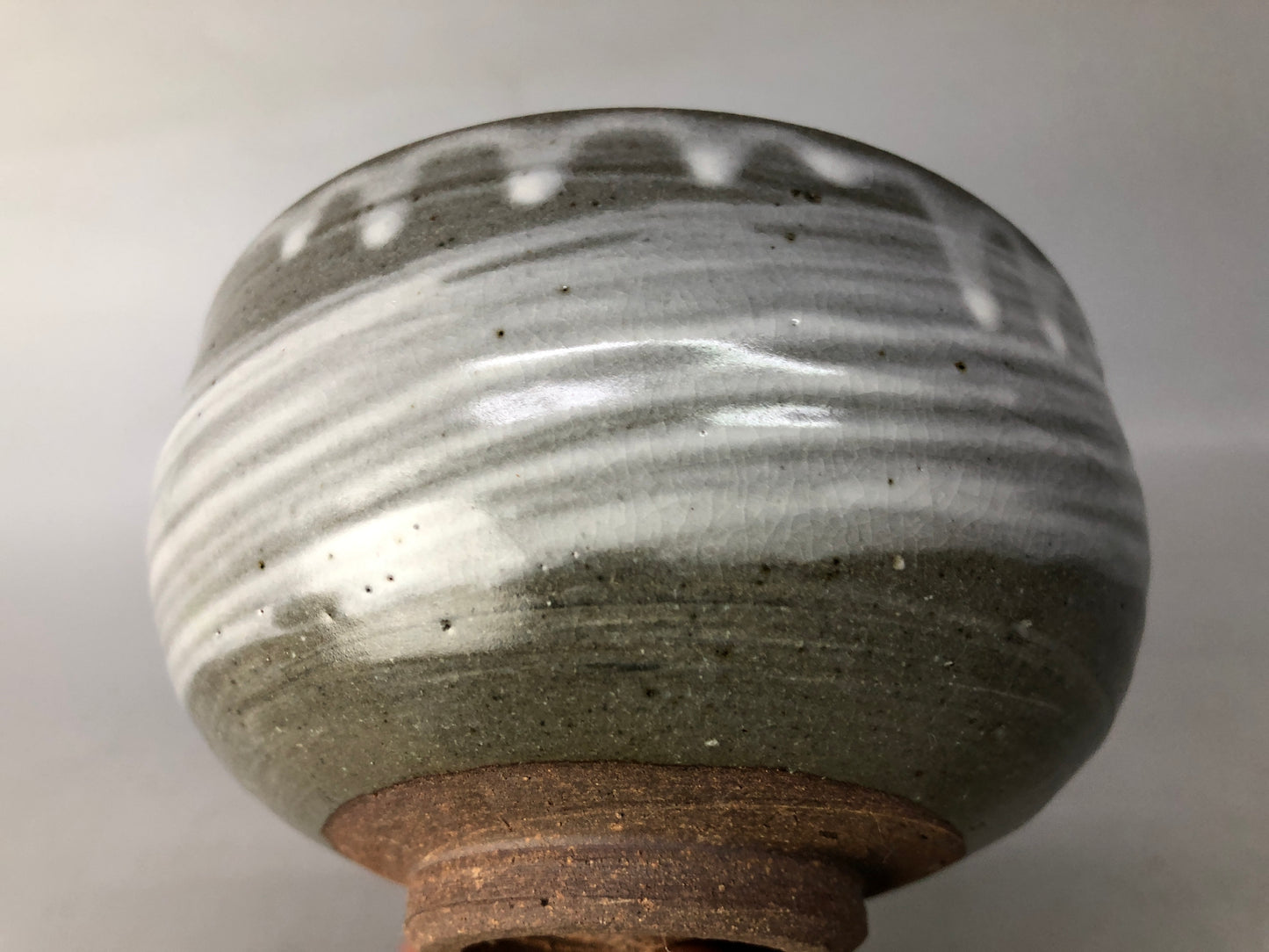 Y8502 CHAWAN Kyo-ware bowl Hakeme brushmark signed Japan antique tea ceremony