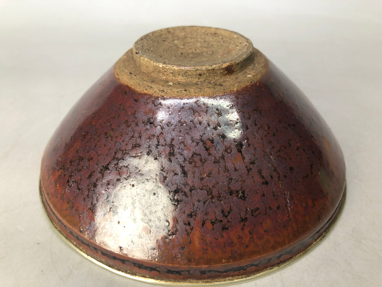 Y8503 CHAWAN Seto-ware Tenmoku bowl covered rim Japan antique tea ceremony cup
