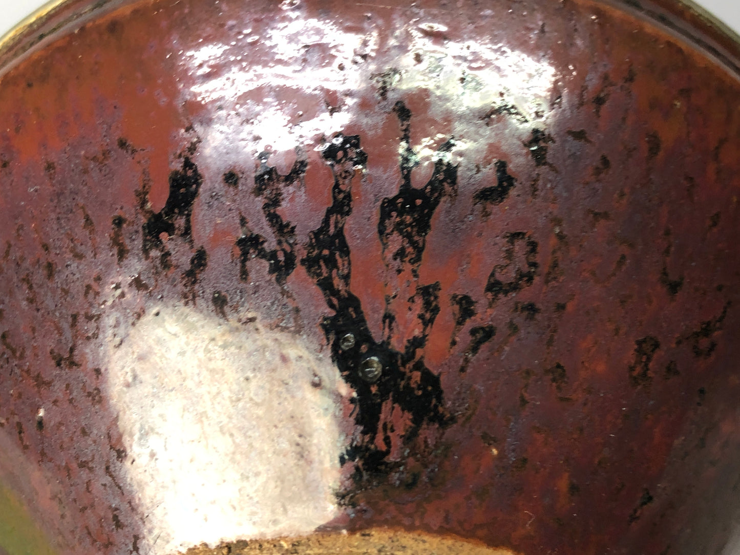 Y8503 CHAWAN Seto-ware Tenmoku bowl covered rim Japan antique tea ceremony cup