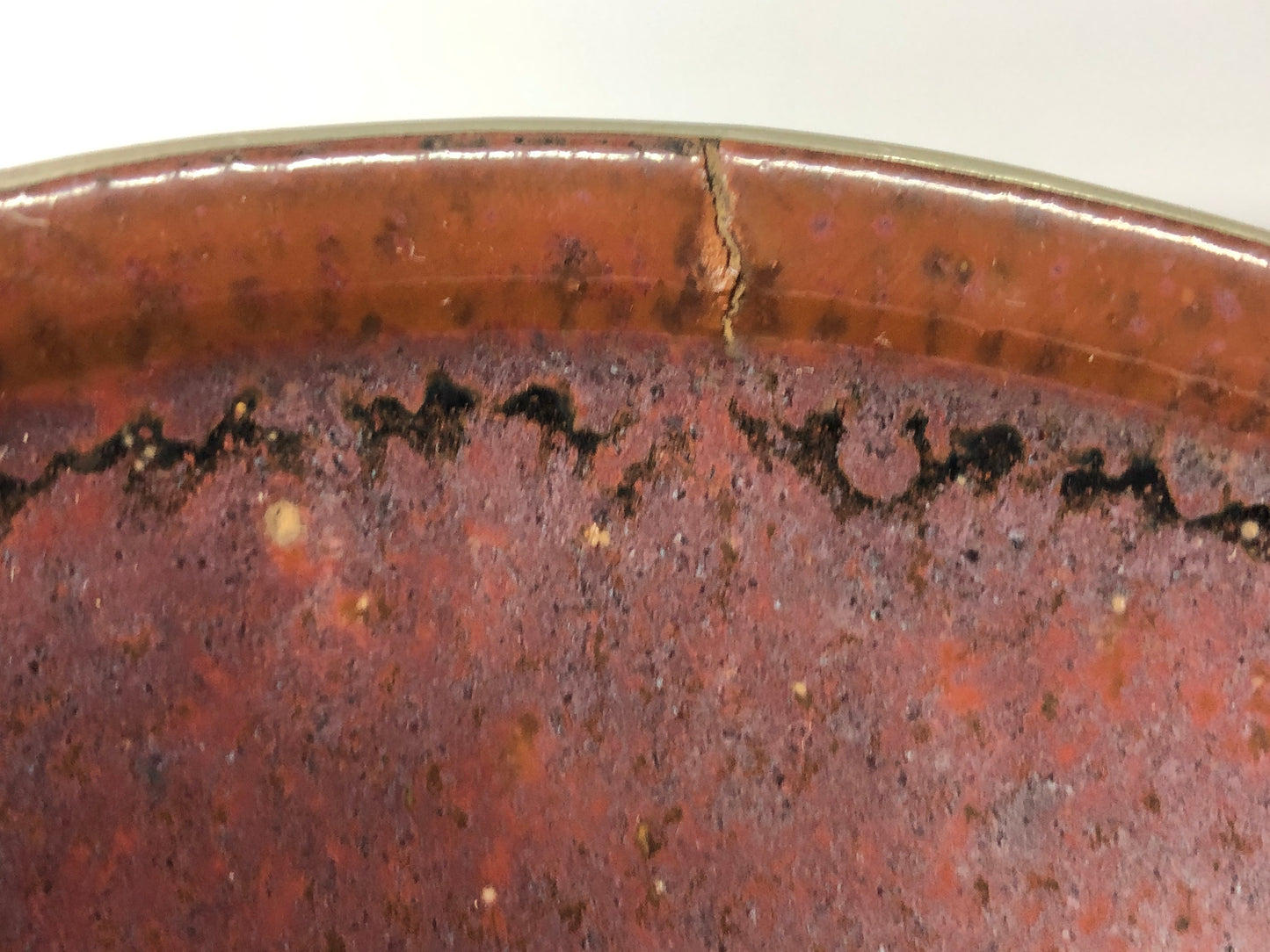 Y8503 CHAWAN Seto-ware Tenmoku bowl covered rim Japan antique tea ceremony cup