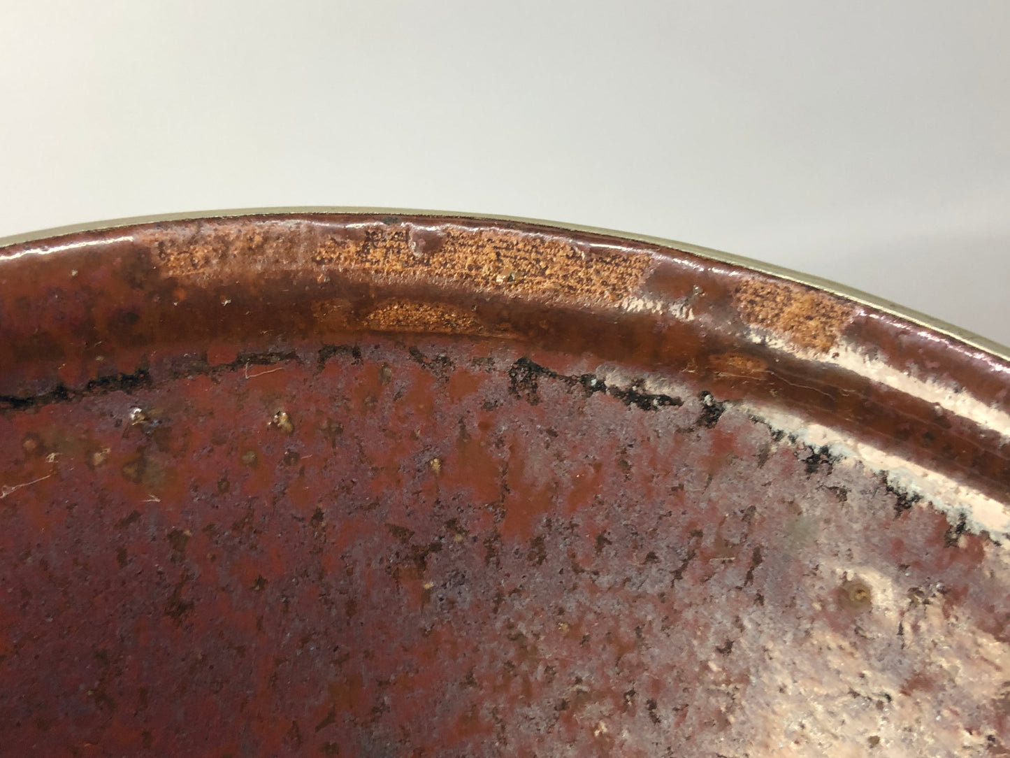 Y8503 CHAWAN Seto-ware Tenmoku bowl covered rim Japan antique tea ceremony cup