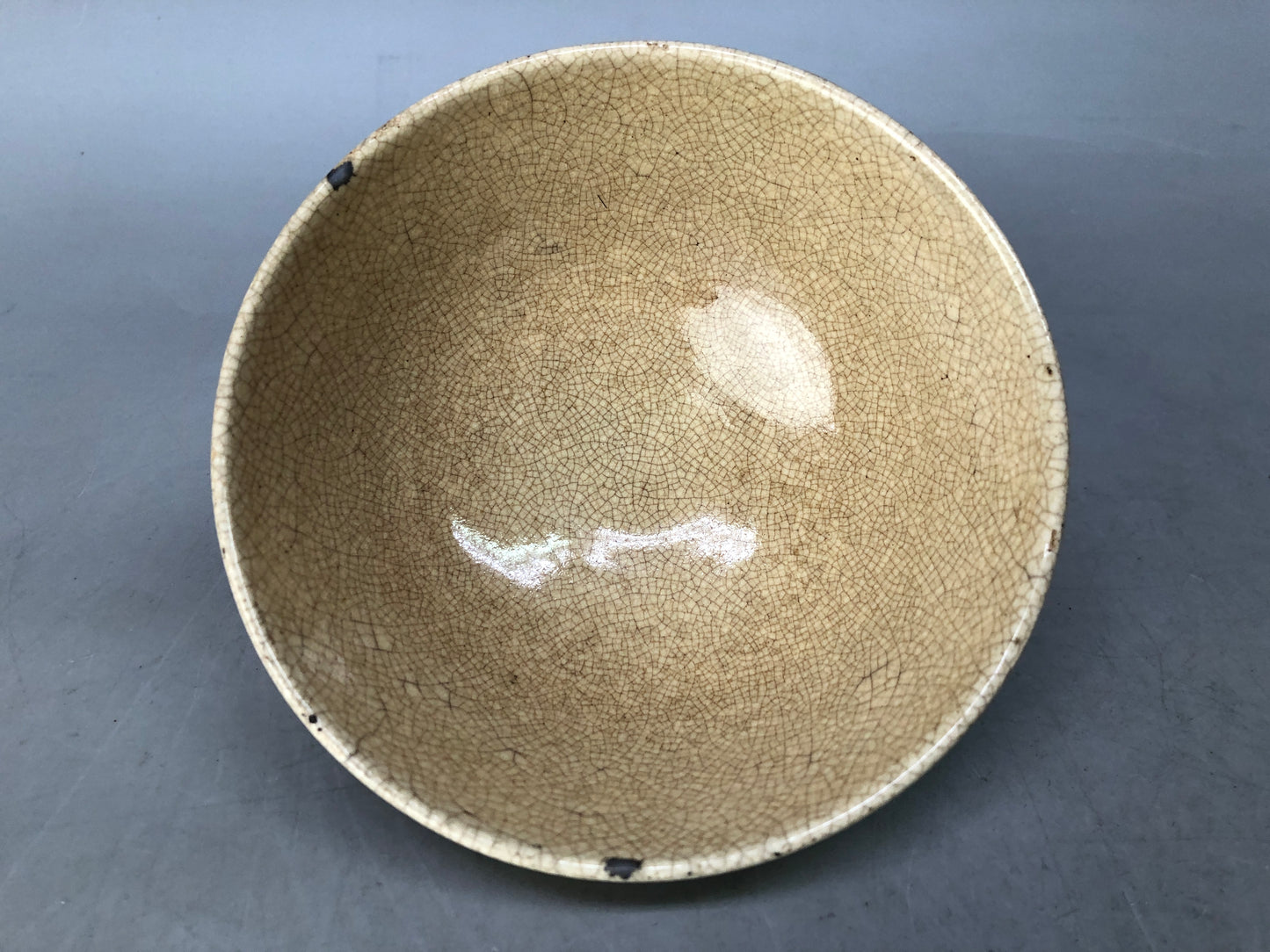 Y8504 CHAWAN Souma-ware flat bowl kintsugi signed Japan antique tea ceremony cup