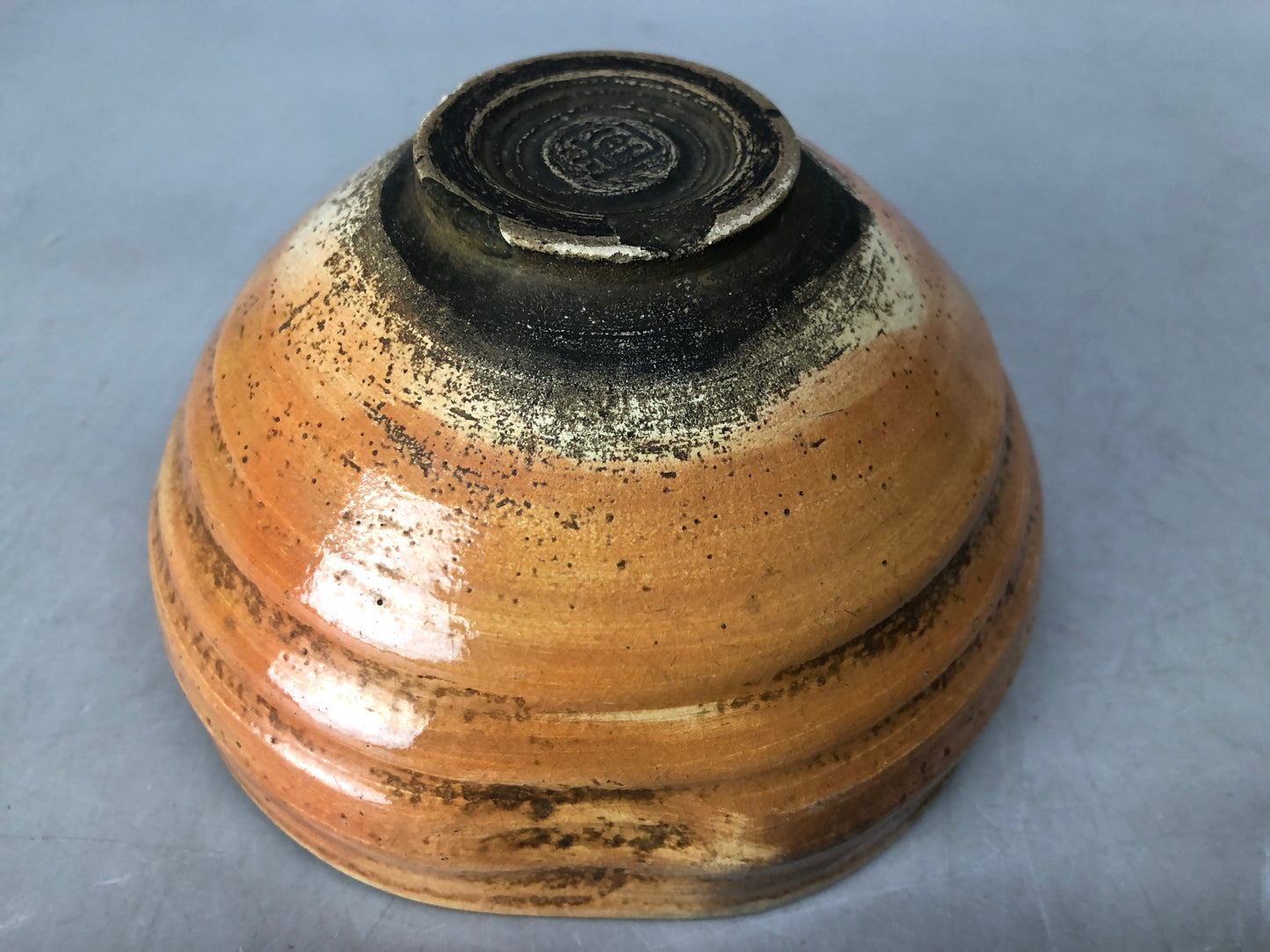 Y8505 CHAWAN Raku-ware red bowl signed Japan antique tea ceremony pottery cup